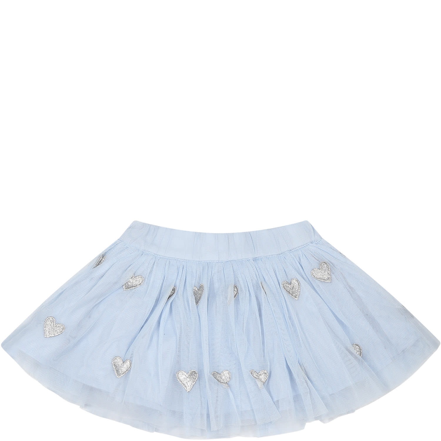 Stella Mccartney Light Blue Skirt For Baby Girl With Hearts