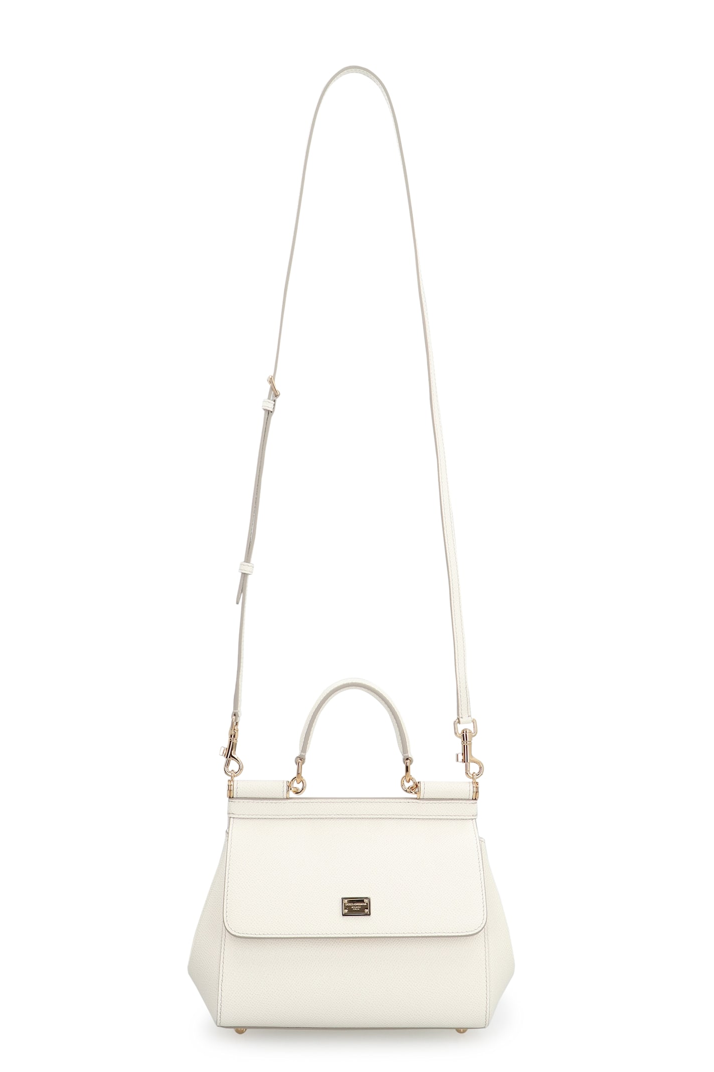 Dolce & Gabbana Sicily Media Leather Handbag In White