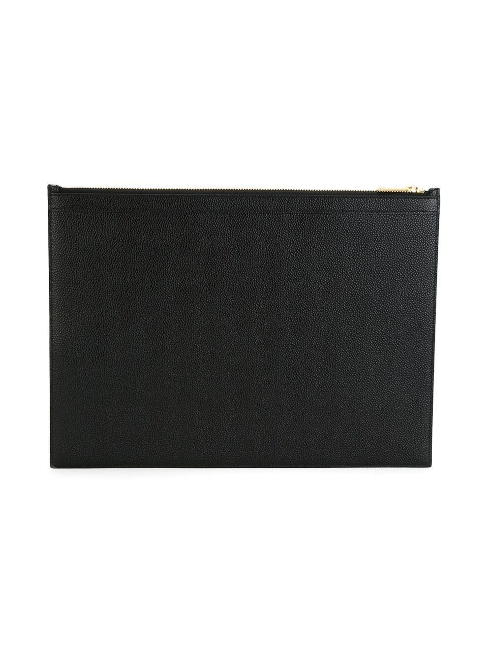 Shop Thom Browne Medium Document Holder In Pebble Grain Leather In Black