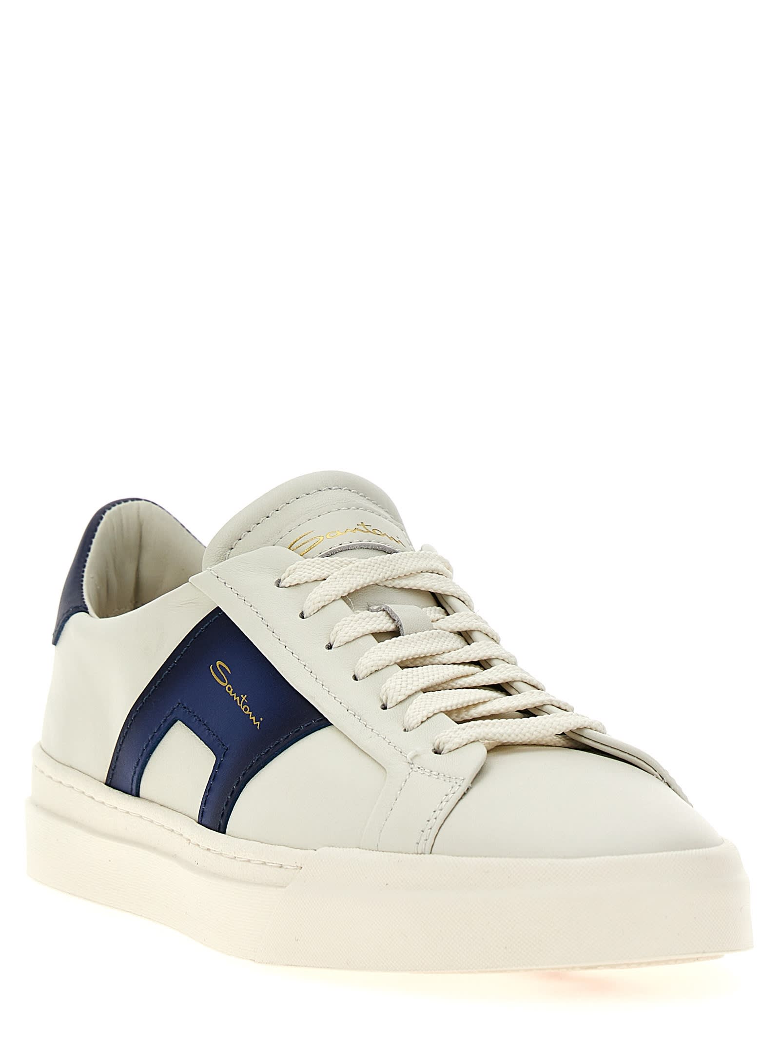 Shop Santoni Double Buckle Sneakers In Blue