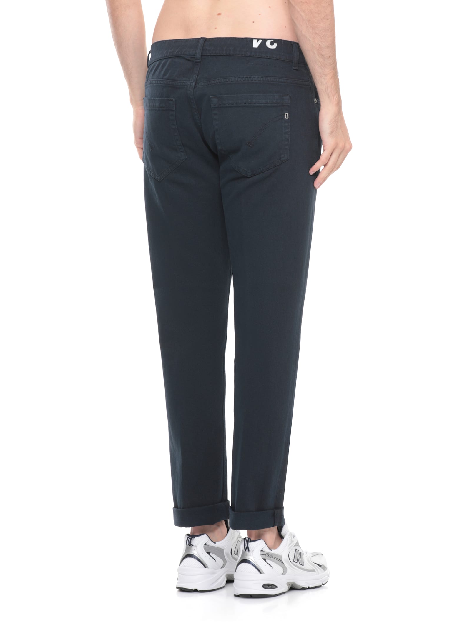 Dondup Straight Cut Denim Trousers With Rolled Cuffs In Blue