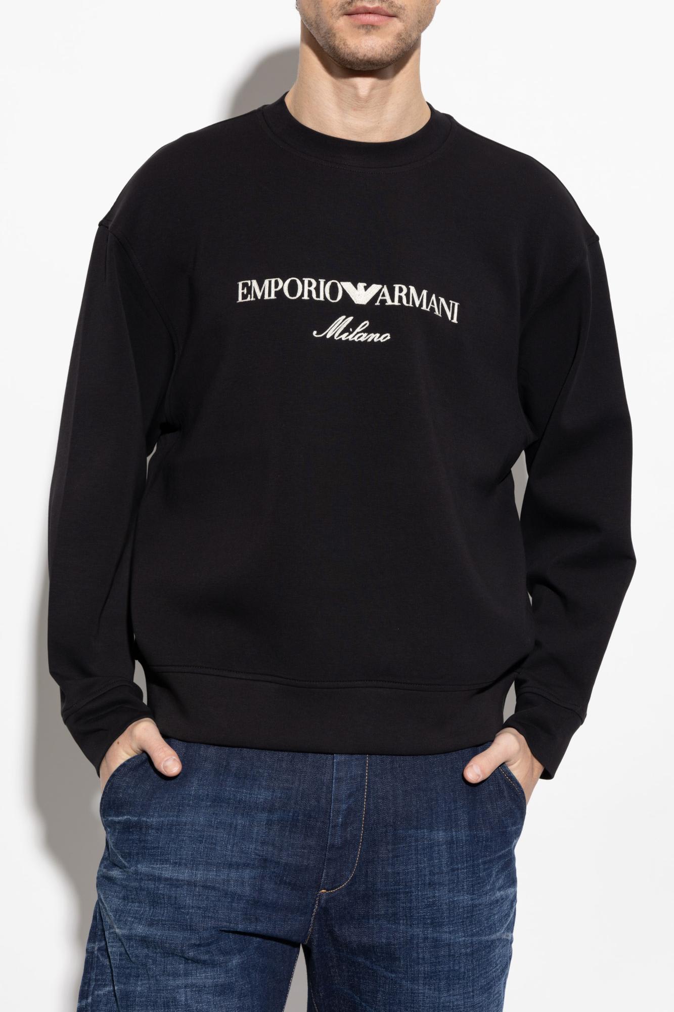 Emporio Armani Embroidered-logo Sweatshirt In Black