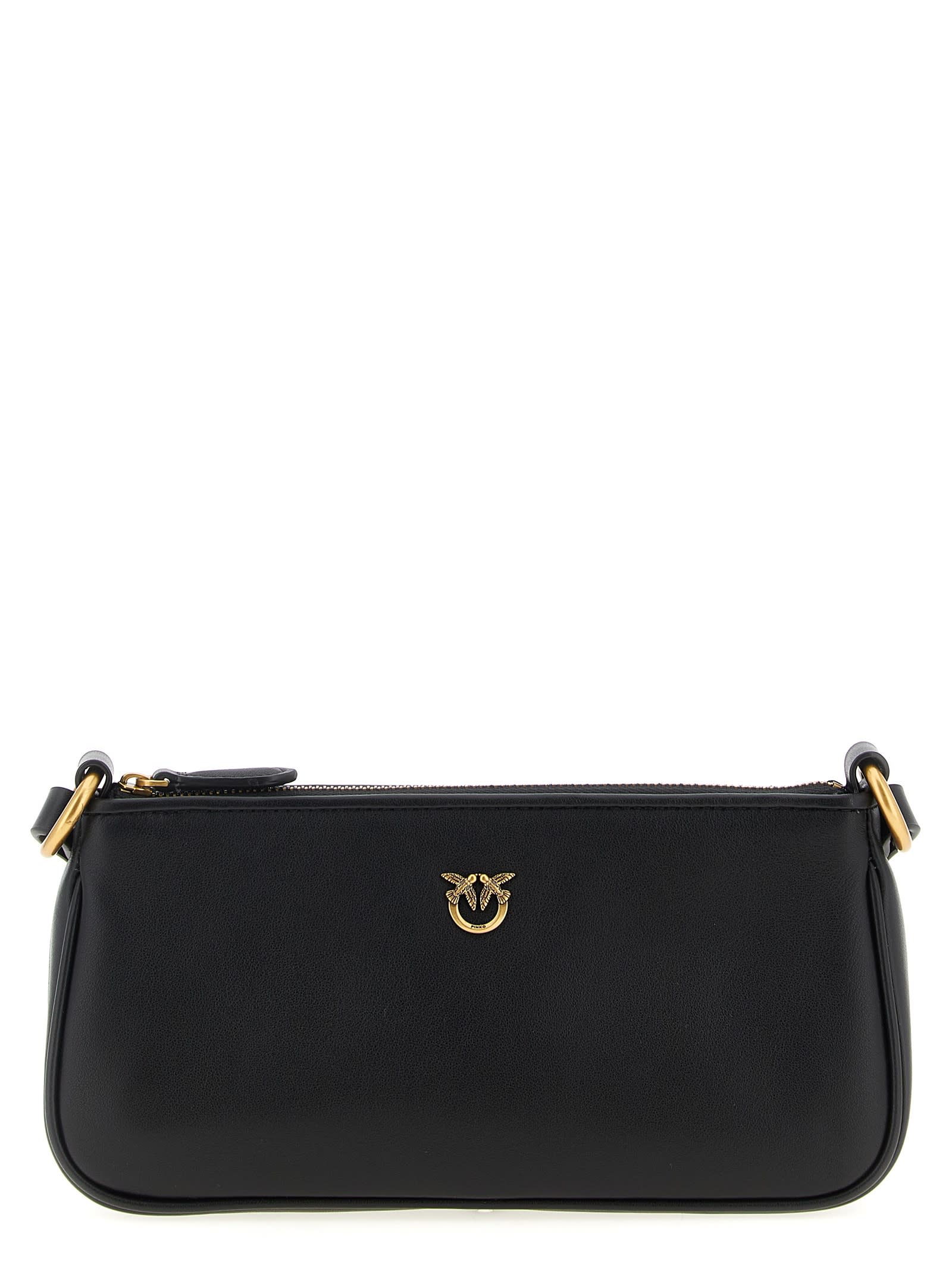 Pinko Half Moon Baguette Mini Crossbody Bag In Black