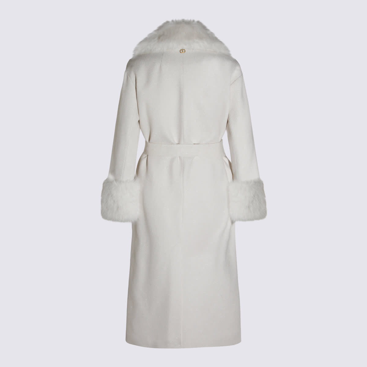 Twinset Faux-fur Belted Coat In White
