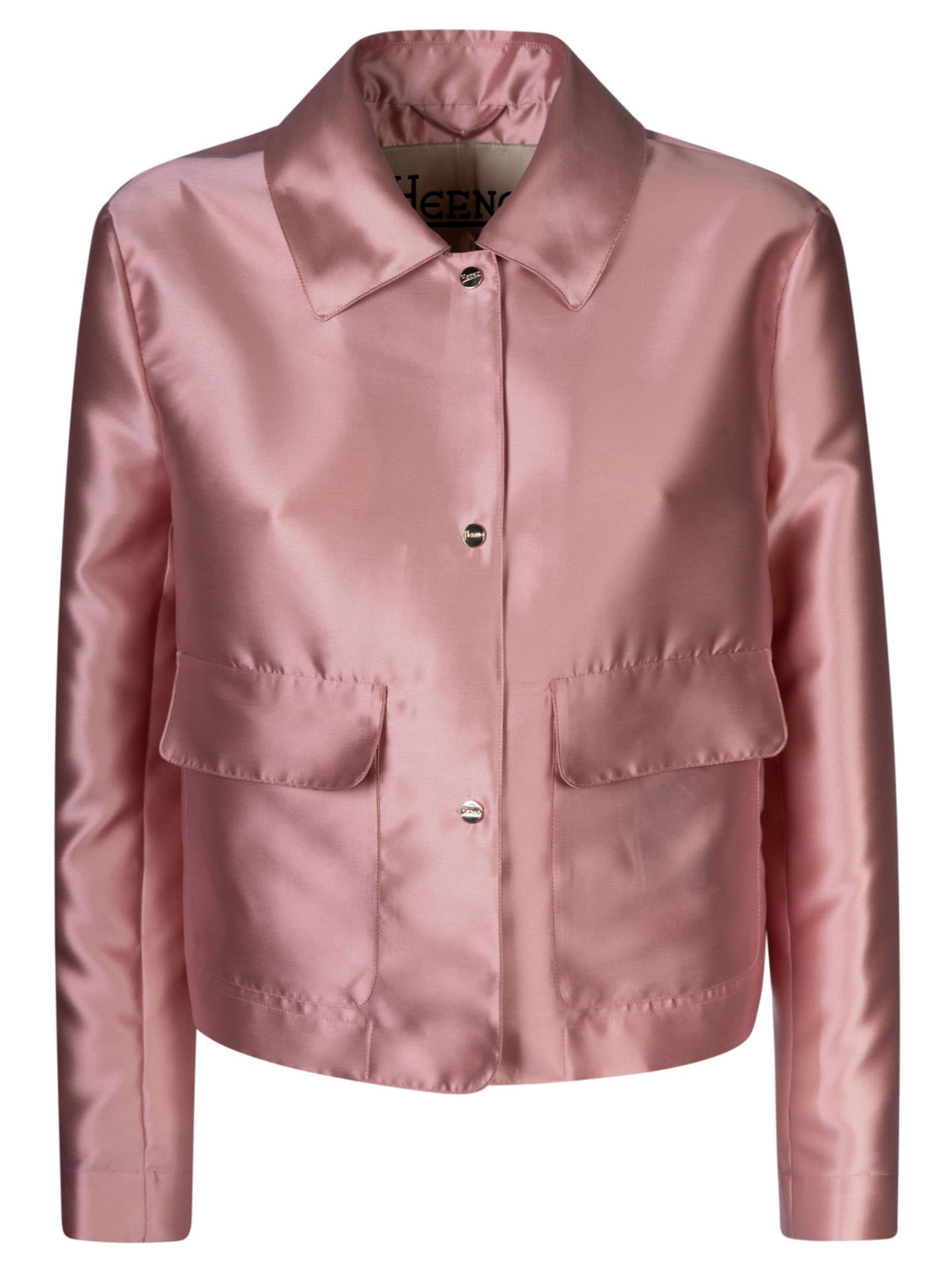 Herno Pocket Detail Cropped Jacket In Pink