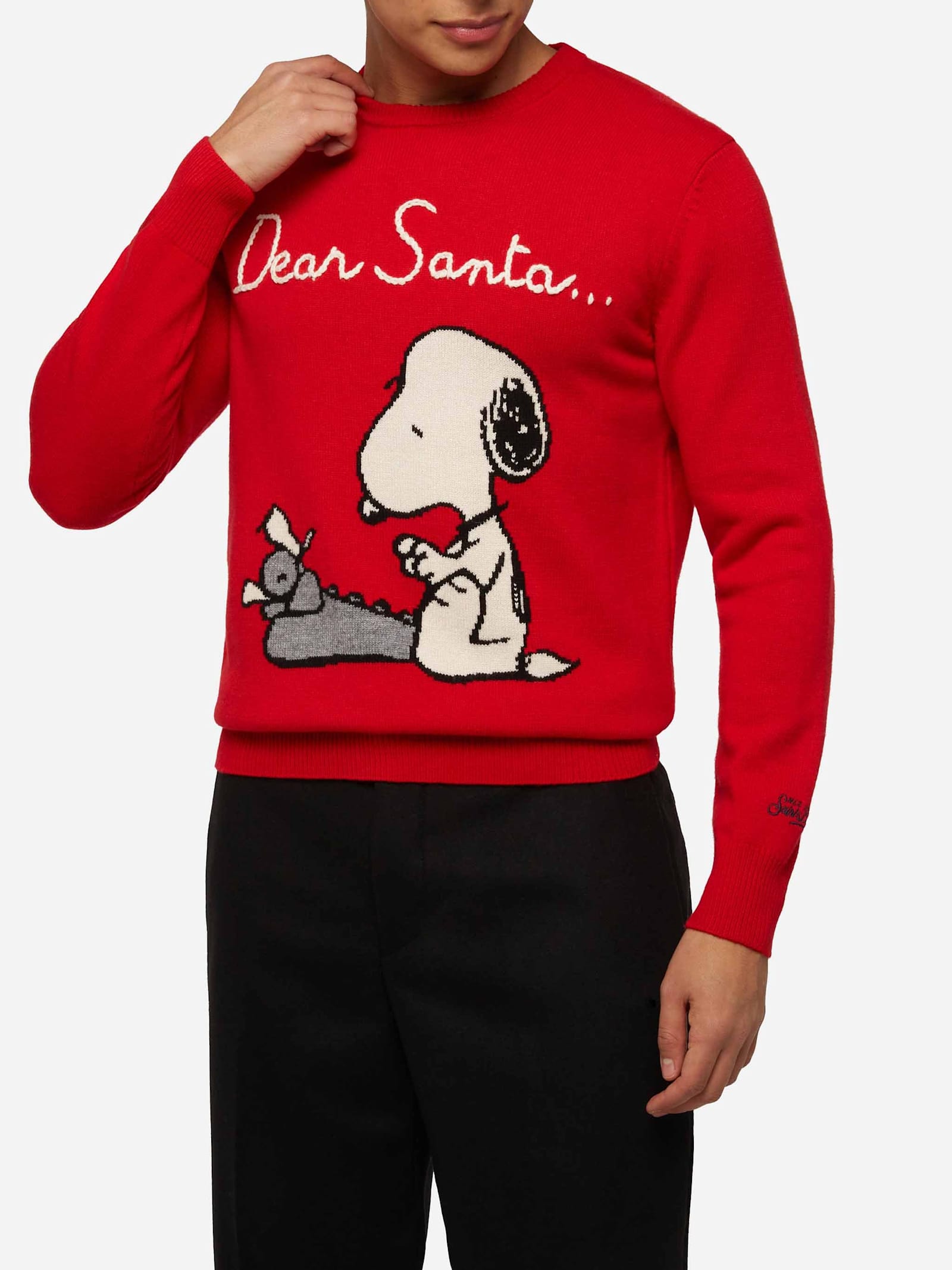 Red Sweater Heron With Snoopy Jacquard And Embroidery Snoopy Peanuts Special Edition