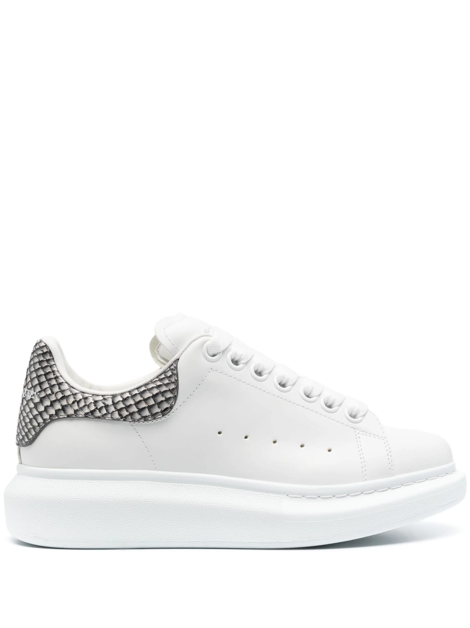 Shop Alexander Mcqueen White Oversized Sneakers With Snake Print Spoiler