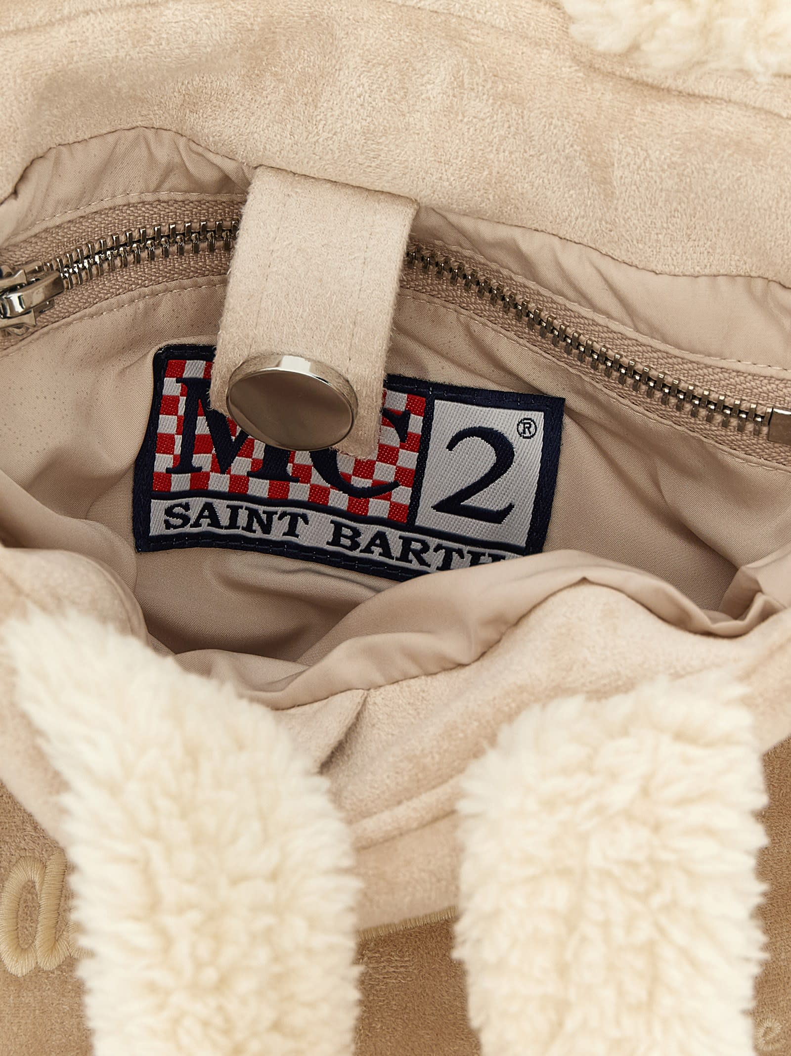 Mc2 Saint Barth Vanity Shearling Mini Handbag In Sand
