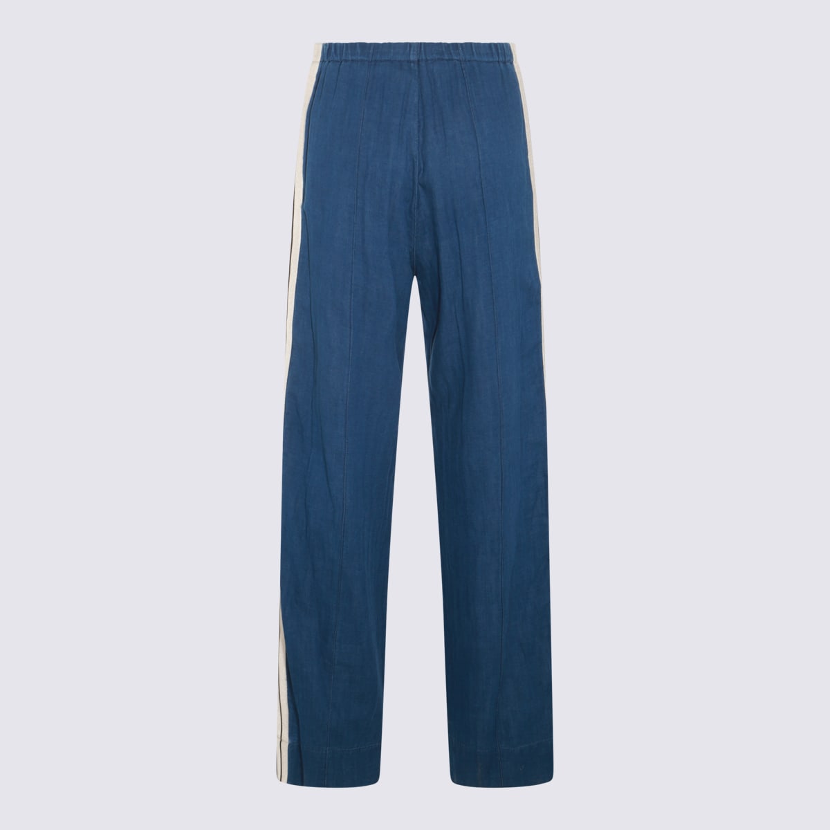 Shop Palm Angels Blue Cotton Pants In Indigo Blue