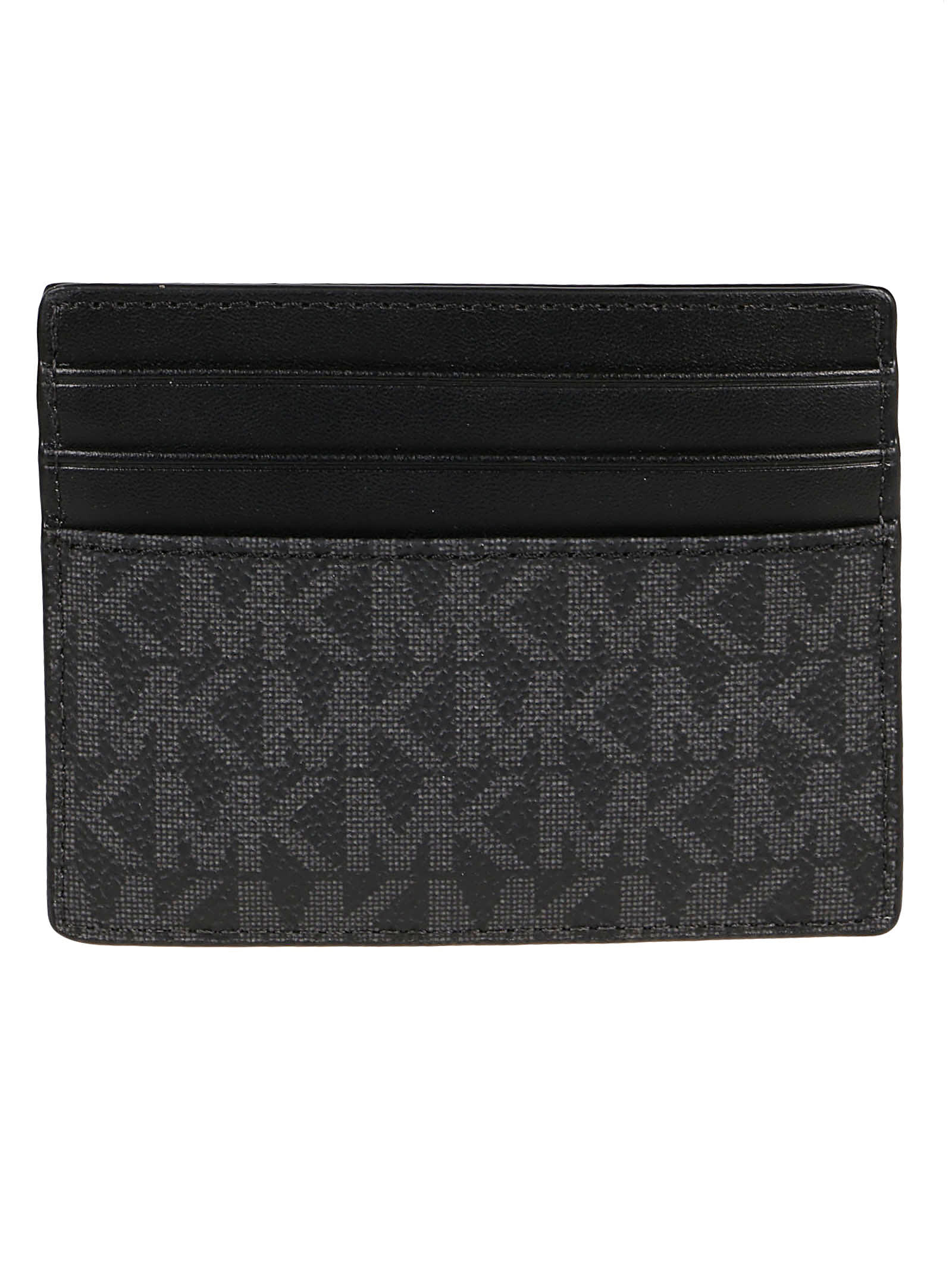 Shop Michael Michael Kors Greyson Credit Card Holder In Black