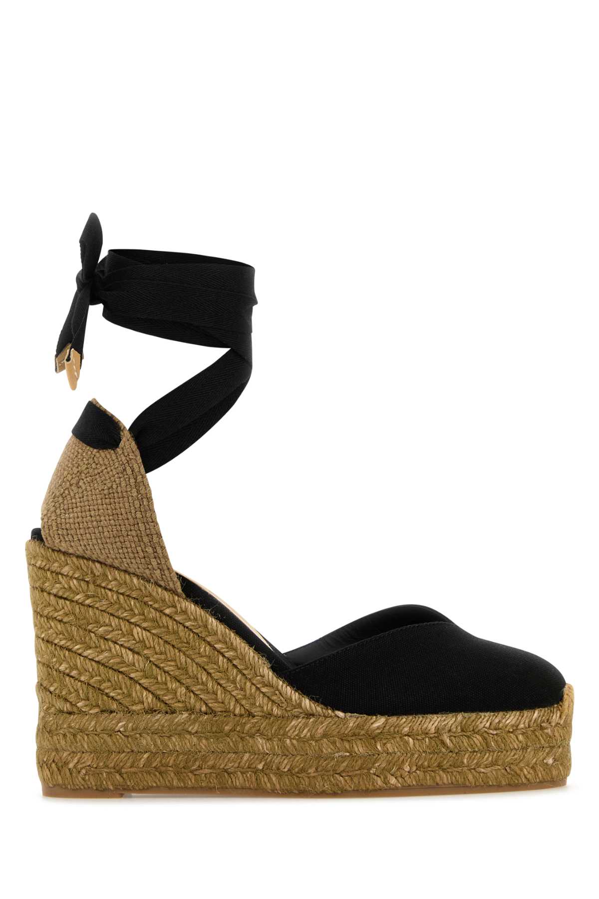 Castañer Black Canvas Chiara Wedges