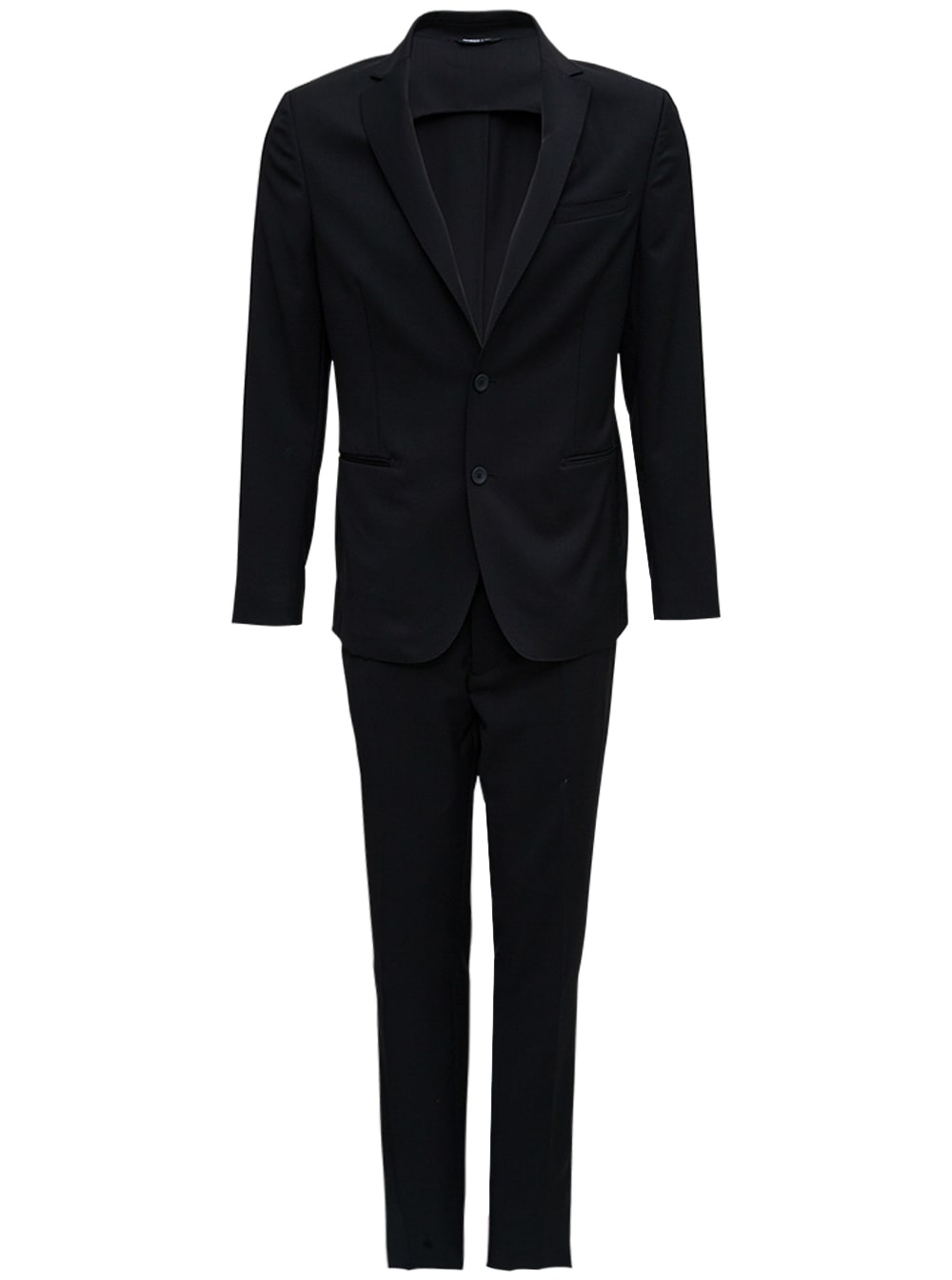 Tonello Single Breasted Tailored Black Wool Suit