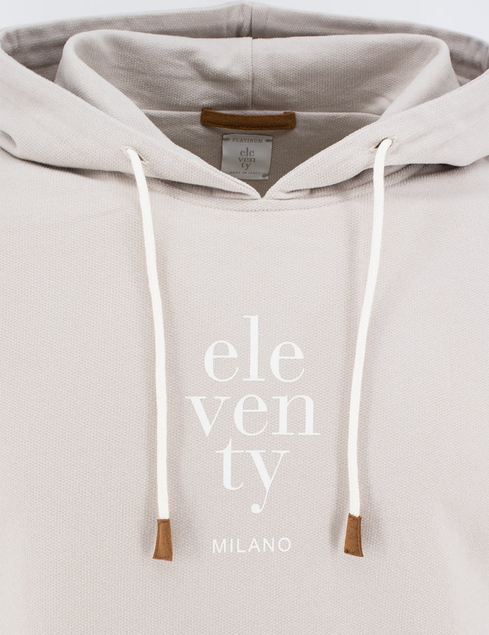 Shop Eleventy Hoodie In Sand And White
