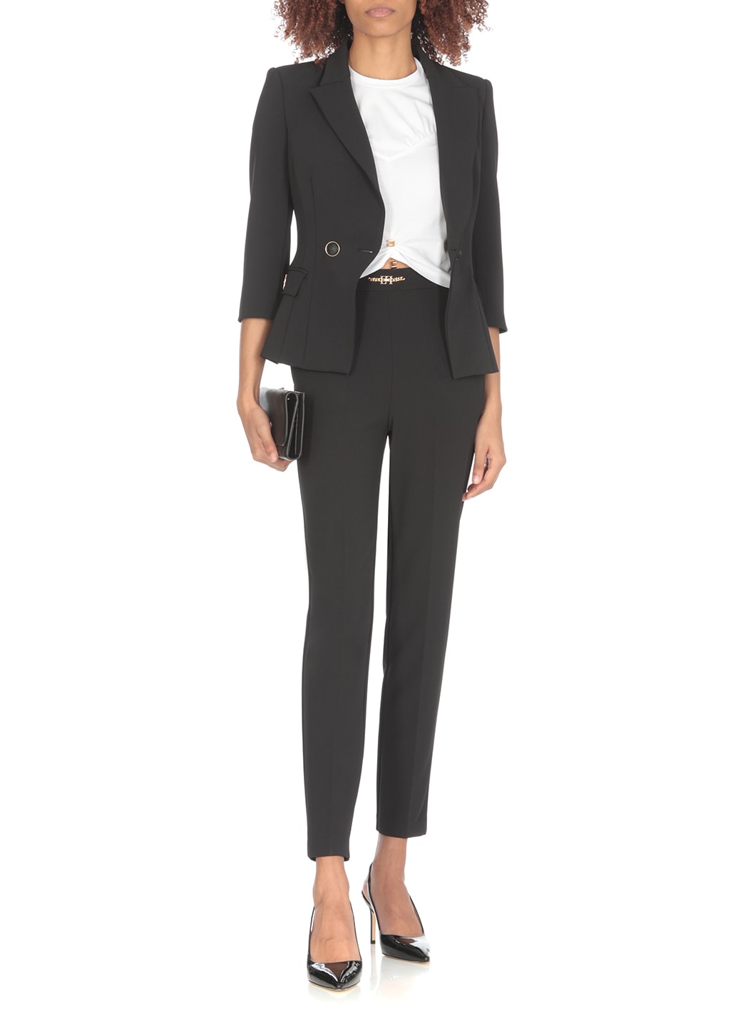 Elisabetta Franchi Crepe Blazer In Black