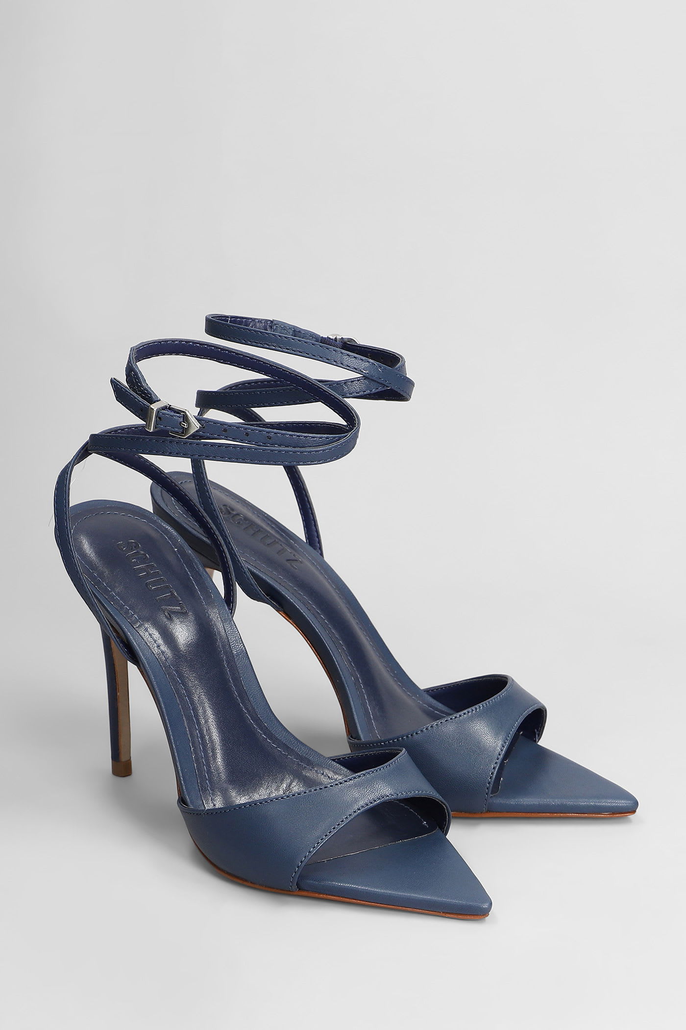 Shop Schutz Sandals In Blue Leather