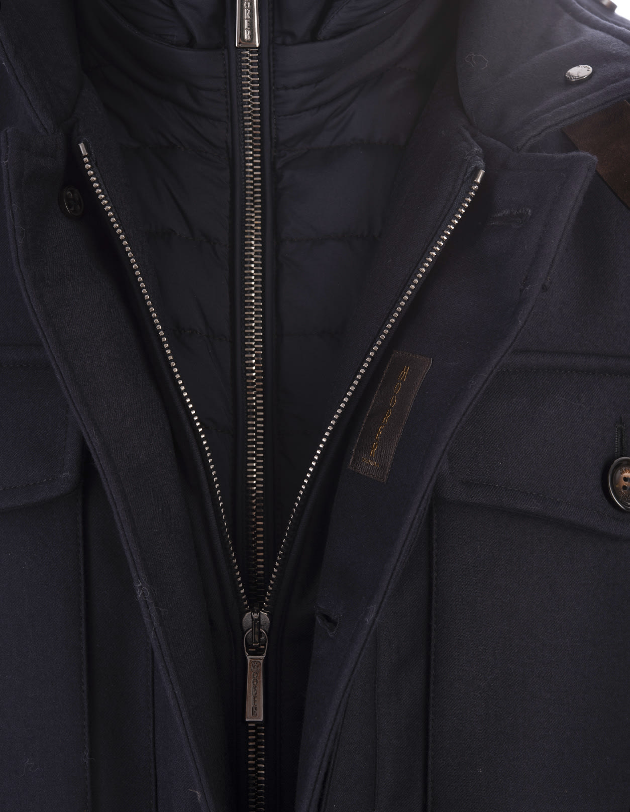 Moorer Blue Isac Safari Jacket In Black | ModeSens