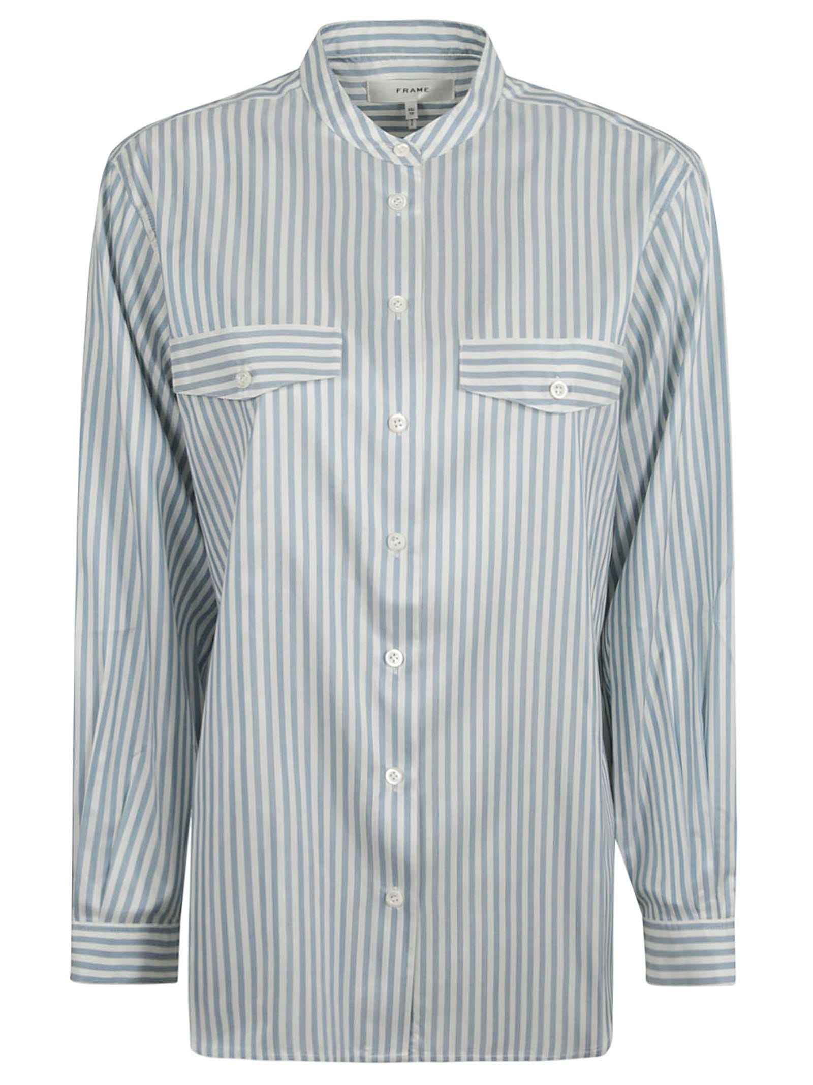 Band Collar Stripe Shirt