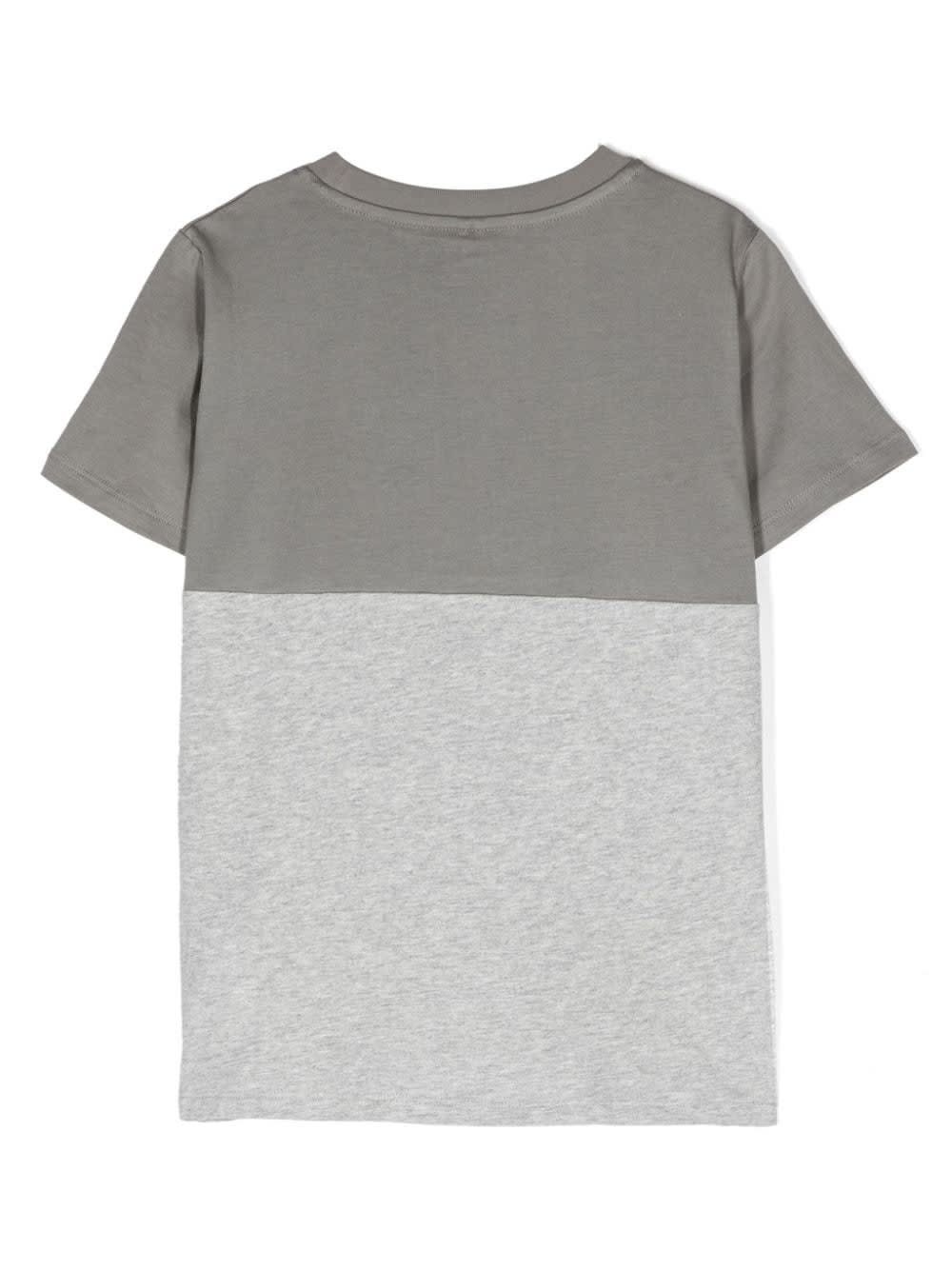 Shop Stella Mccartney Shark Face Colourblock T-shirt In Grey