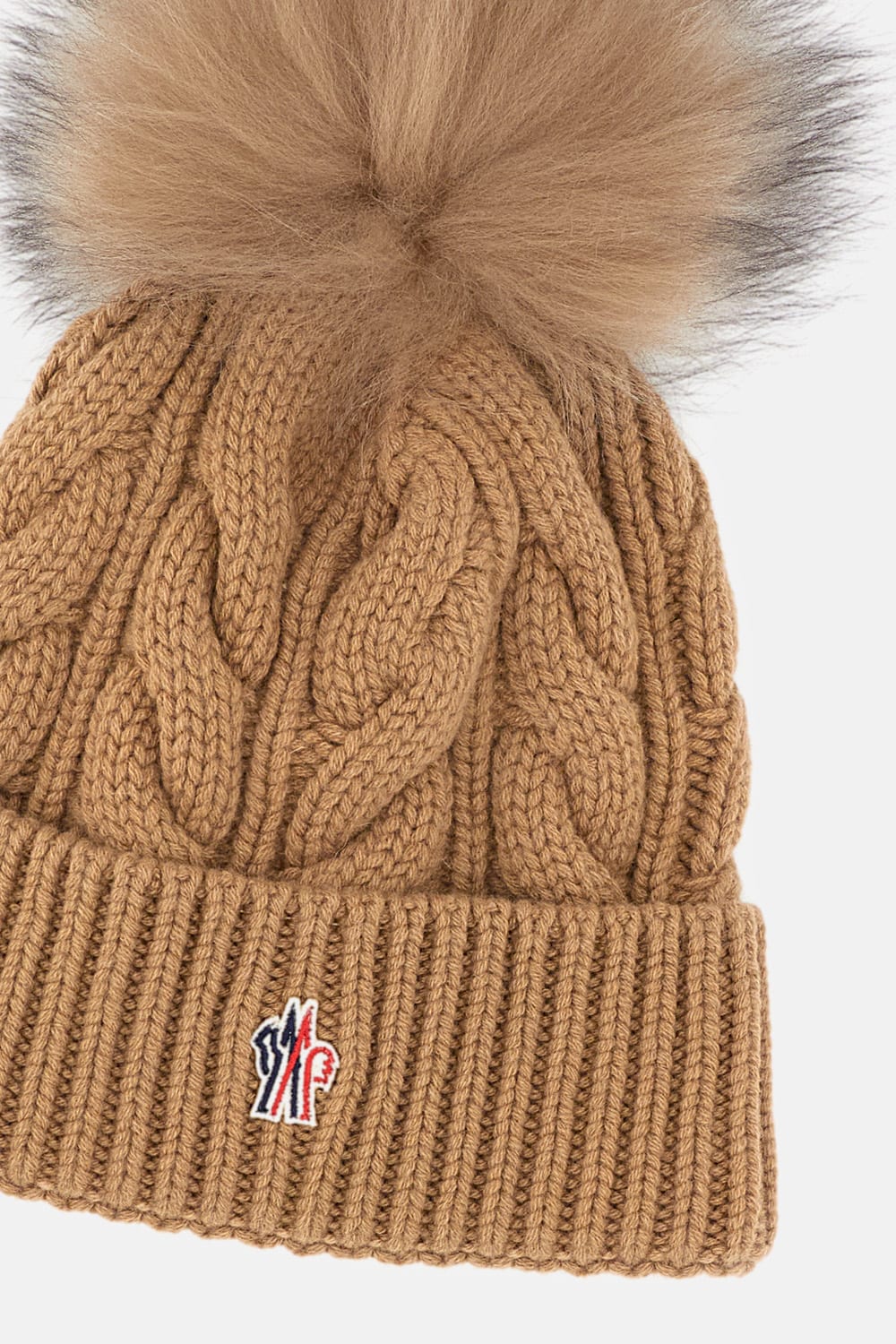 Moncler Grenoble Wool Blend Beanie In Brown