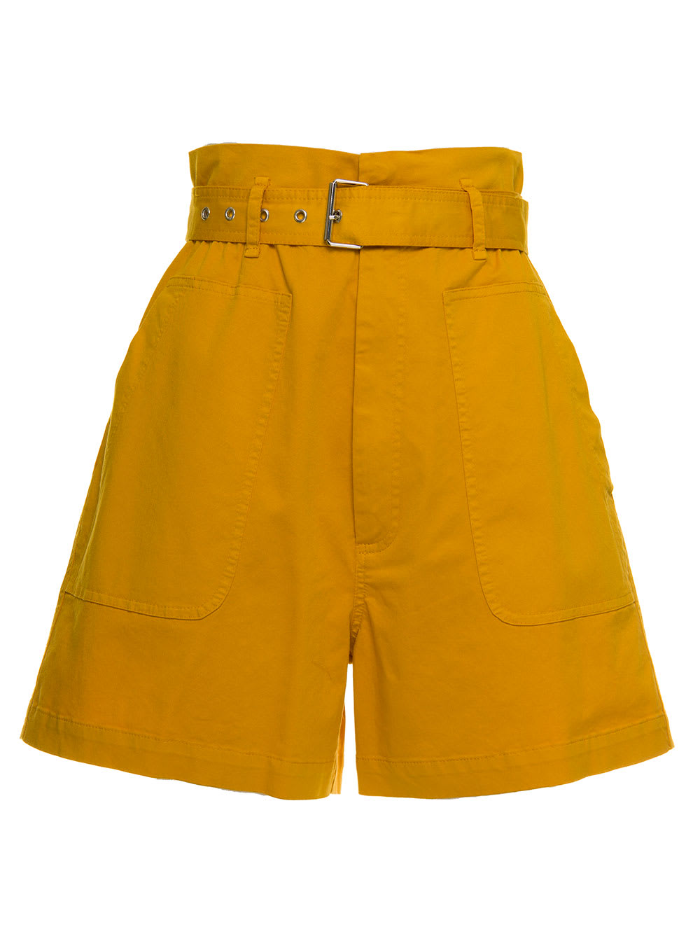 Mauro Grifoni Grifoni Womans High Waisted Cotton Mustard Colored Shorts