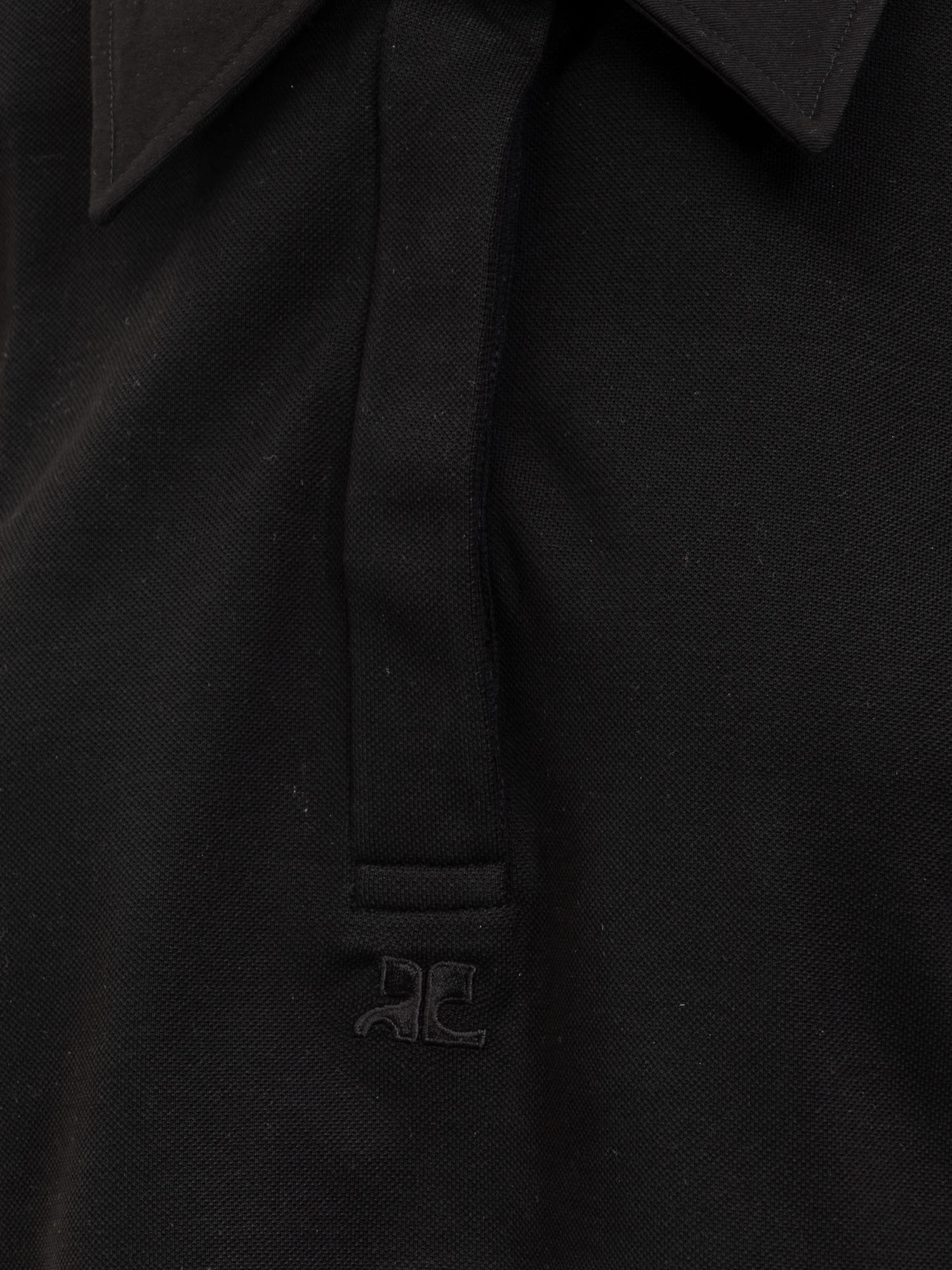 Shop Courrèges Cropped Polo In Black
