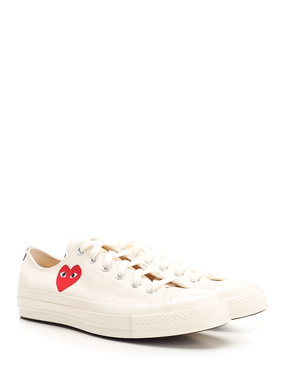 Comme Des Garçons Play X Converse Canvas Low-top Sneakers In White