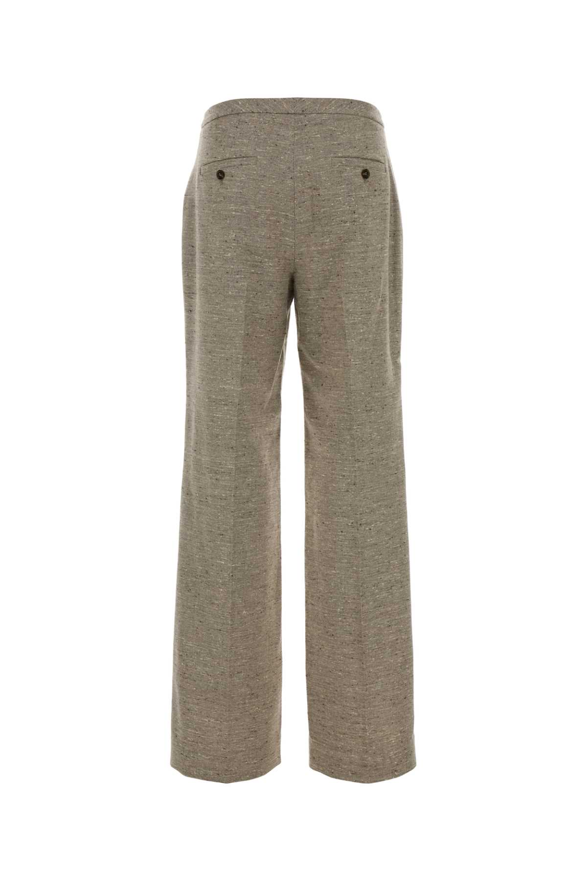 Magda Butrym Melange Dove Grey Silk Blend Pant In Green