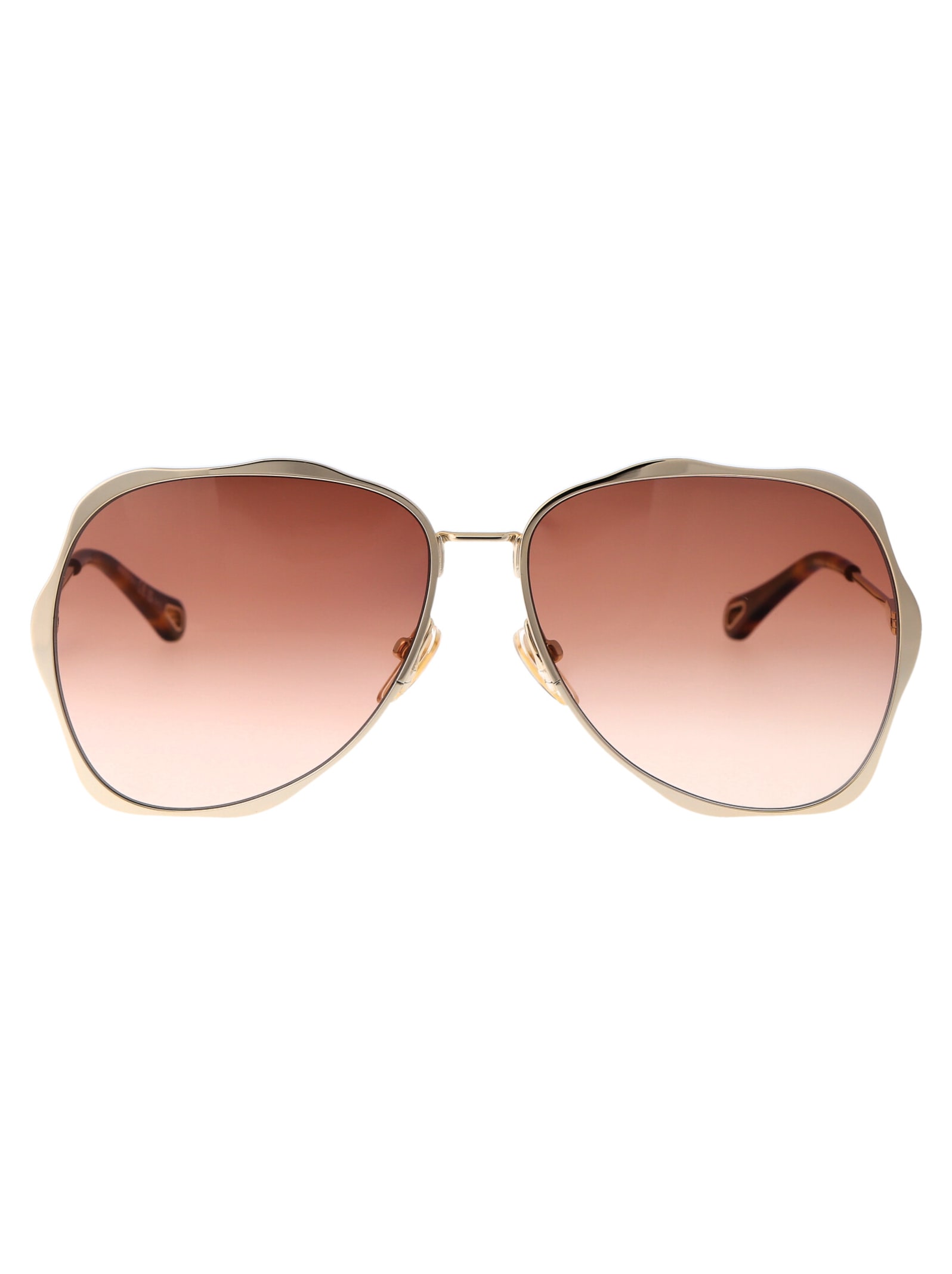 Shop Chloé Ch0183s Sunglasses In 003 Gold Gold Orange