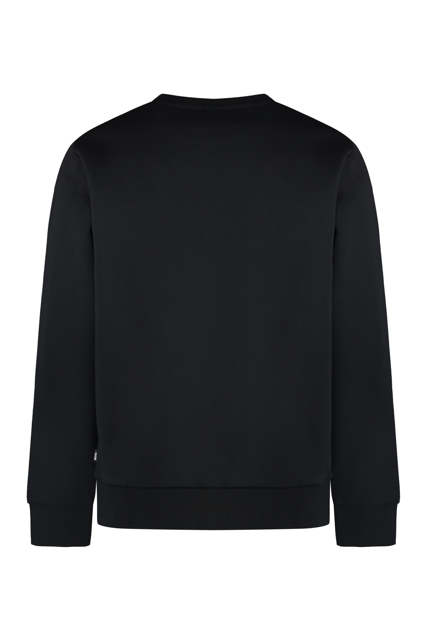 Shop Hugo Boss Cotton Crew-neck Sweatshirt In Black