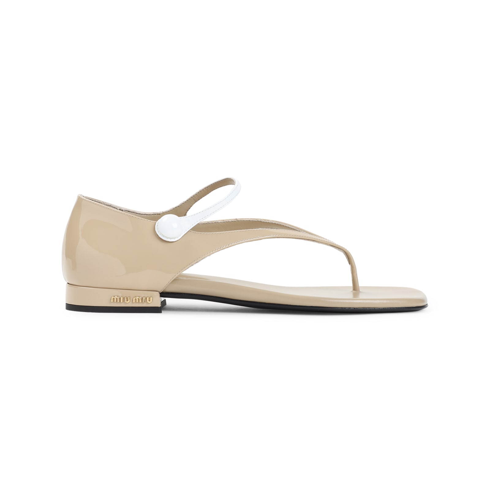 Miu Miu Calf Leather Sandals Ankle Strap In Multi