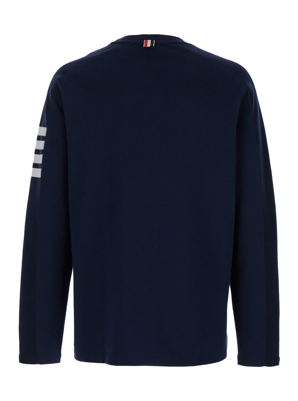 Shop Thom Browne Long Sleeve Tee W/ 4 Bar Stripe In Milano Cotton In Blu