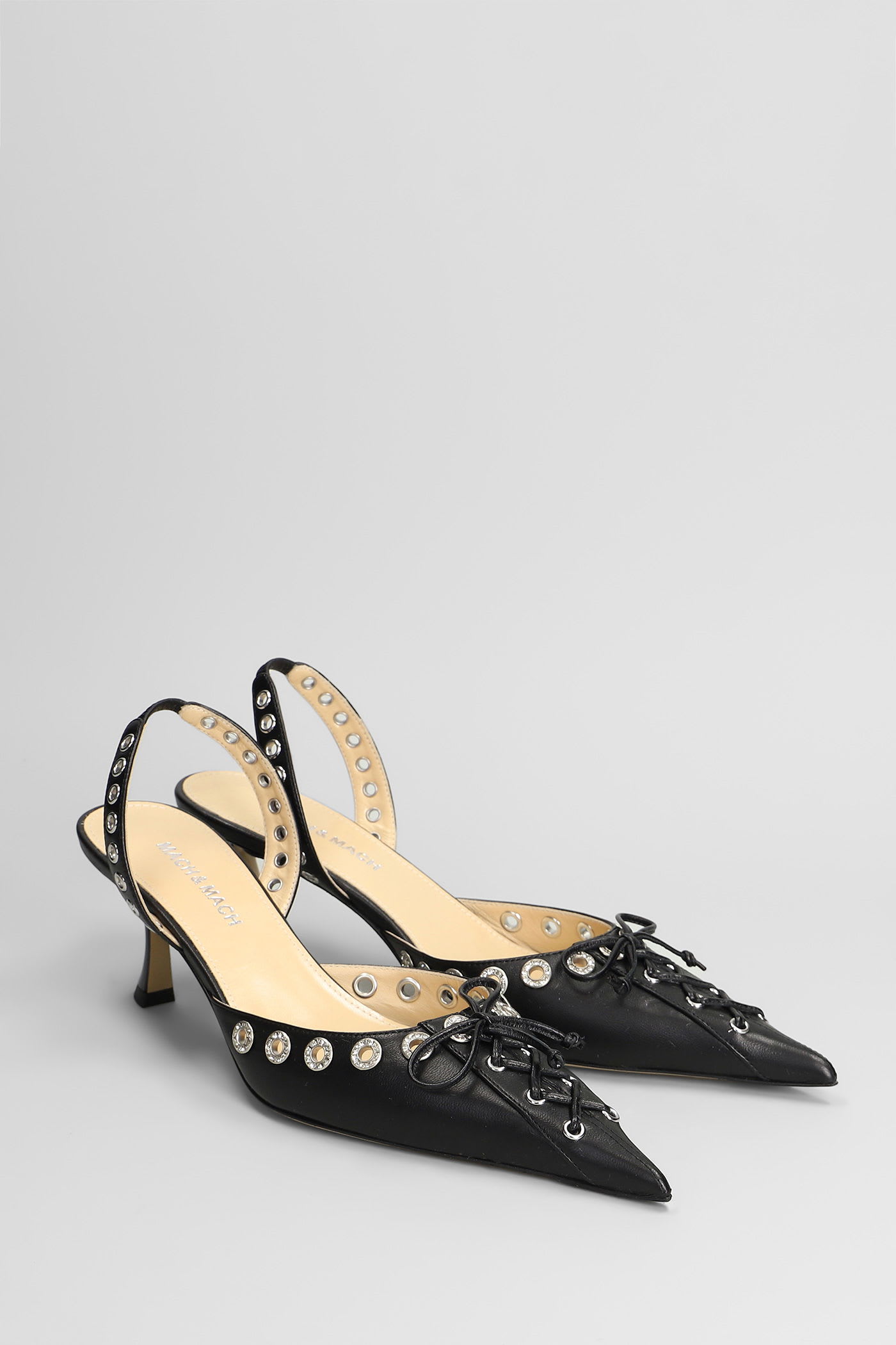 Mach & Mach Crystalized Corset Slingback In Black