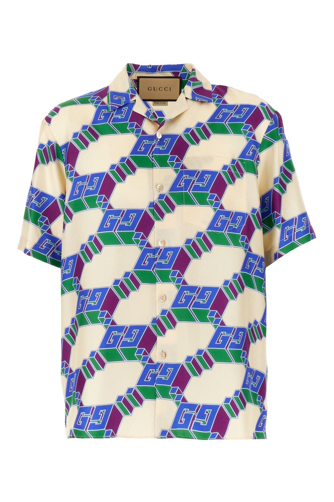 Shop Gucci 3d Gg Print Shirt In Ivorybluemc