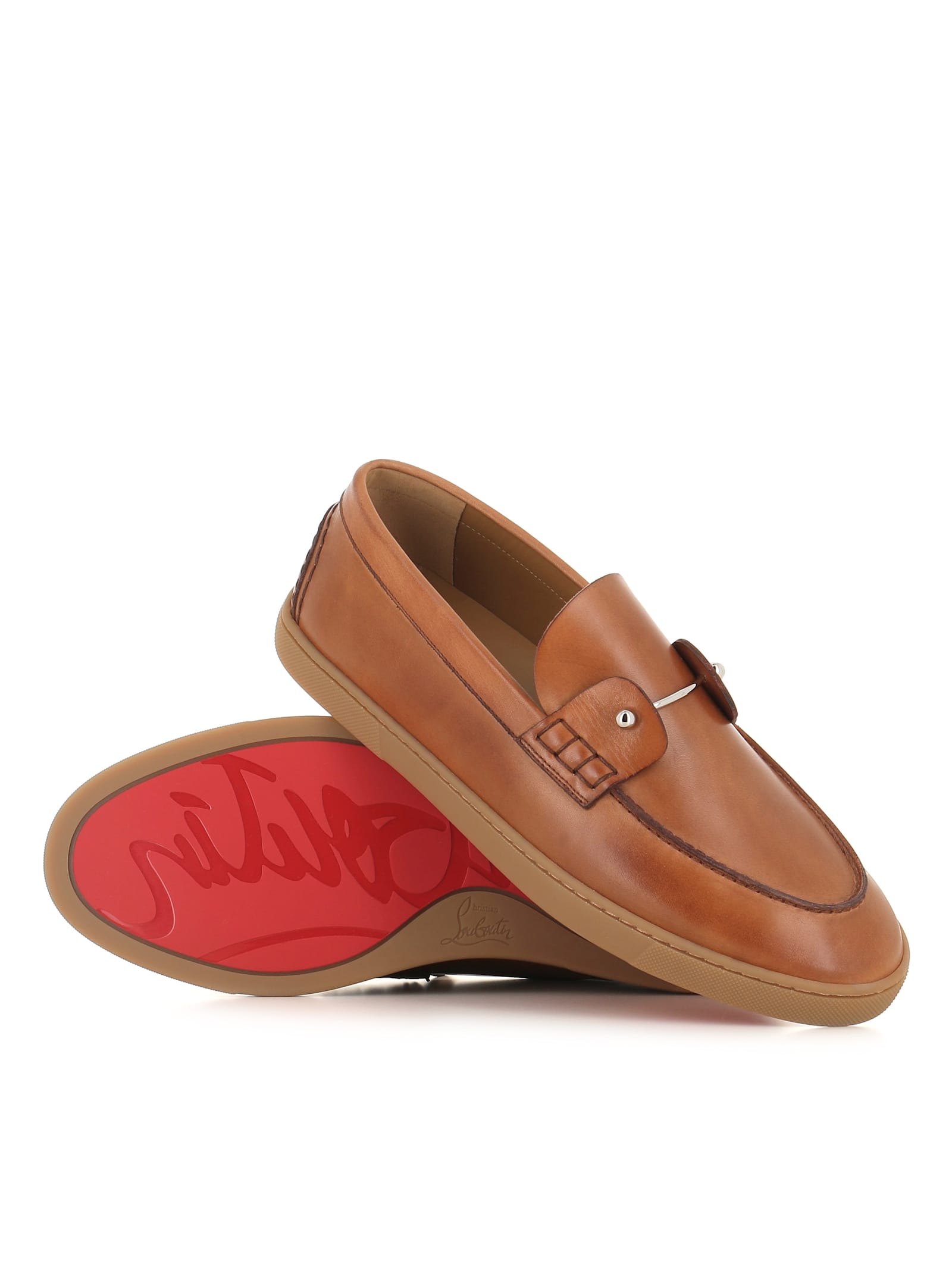 Christian Louboutin Slip-on Chambeliboat Flat In Brown