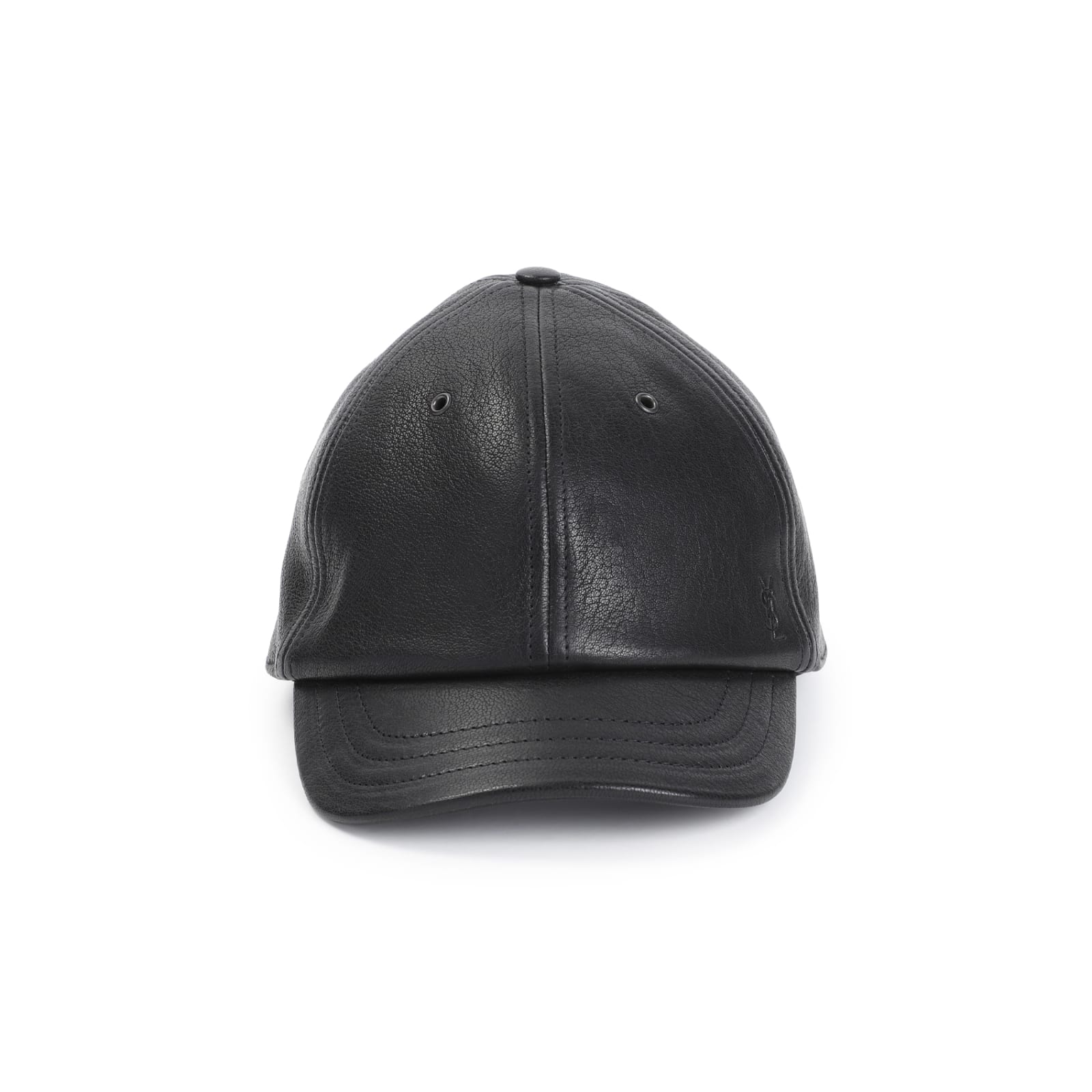 Shop Saint Laurent Leather Cap In Black