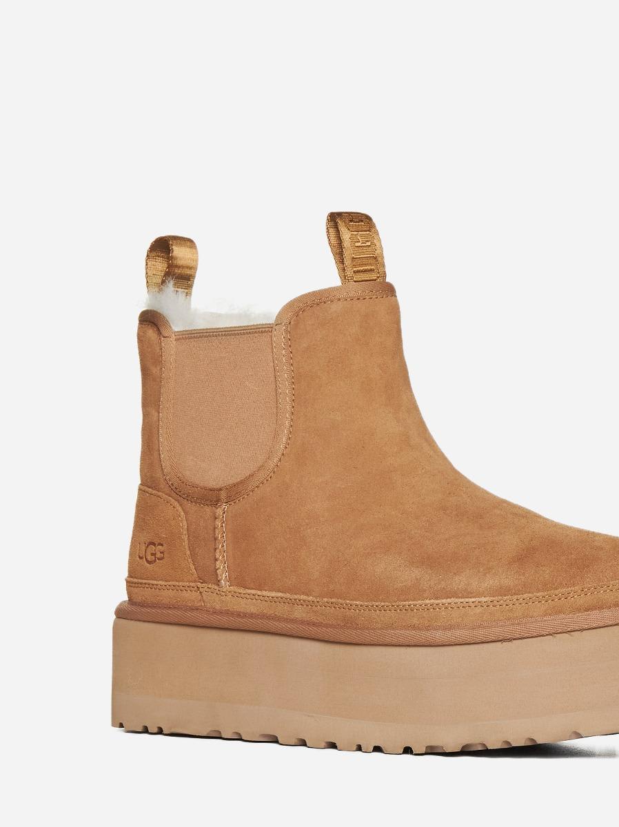 Shop Ugg Neumel Platform Suede Chelsea Boots In Beige