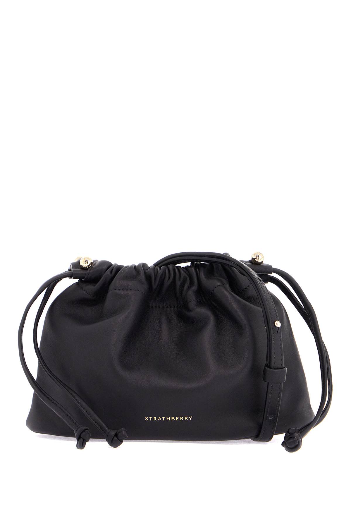 Black Lambskin Bucket Bag With Drawstring