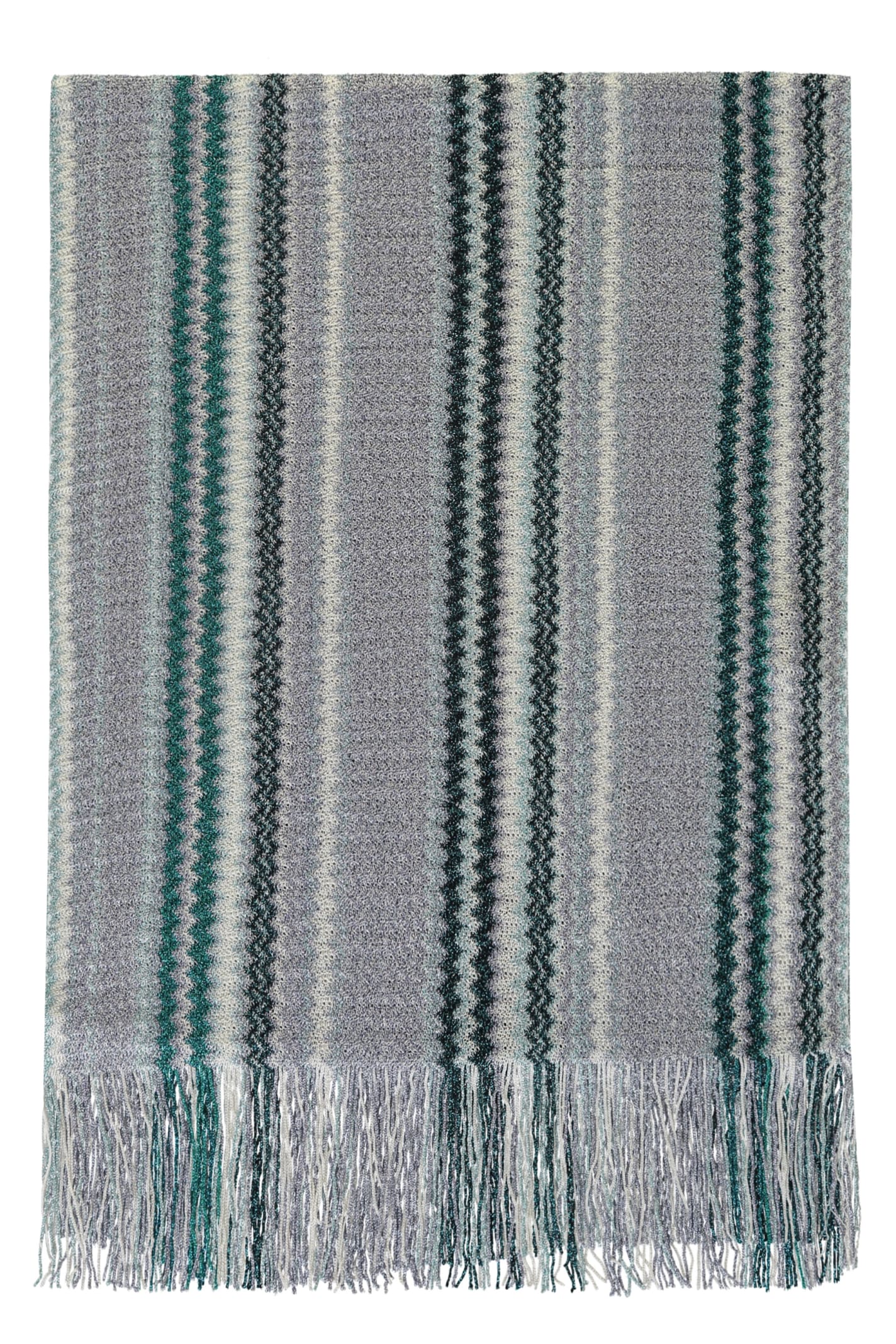 Shop Missoni Fringed Scarf In Turquoise