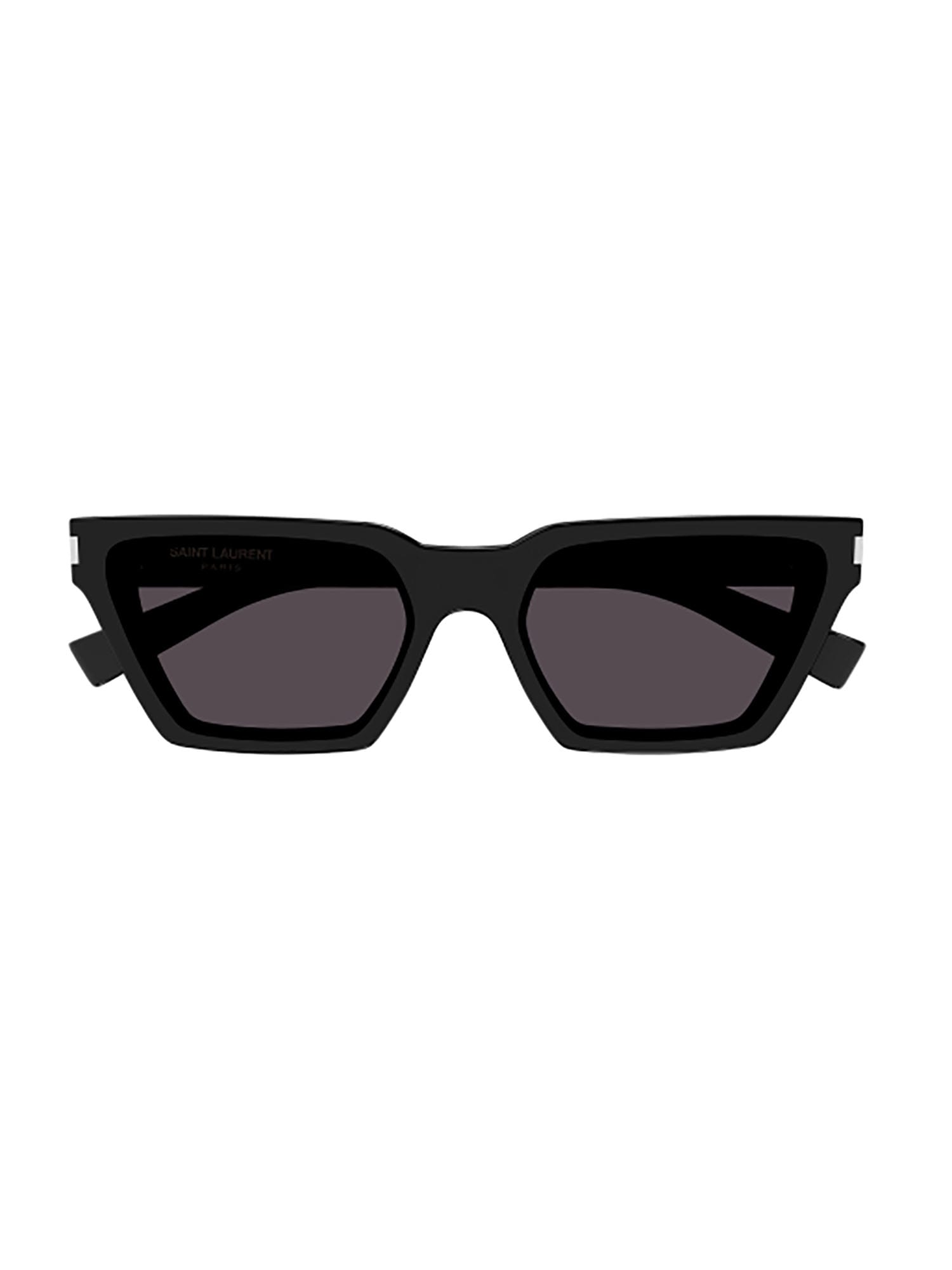 Saint Laurent Logo-engraved Cat-eye Sunglasses In Black