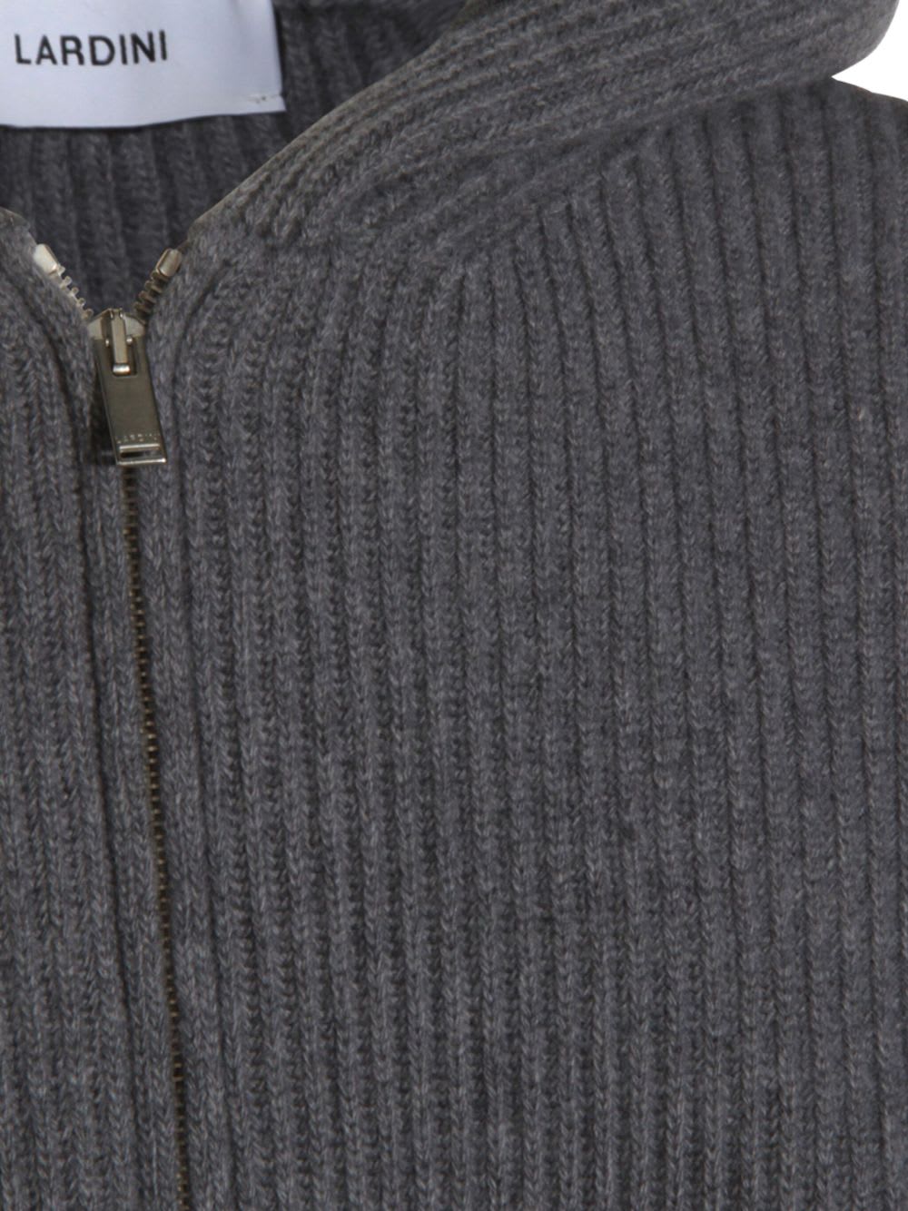 Lardini Hooded Sweater Featuring Front Pockets In Gray