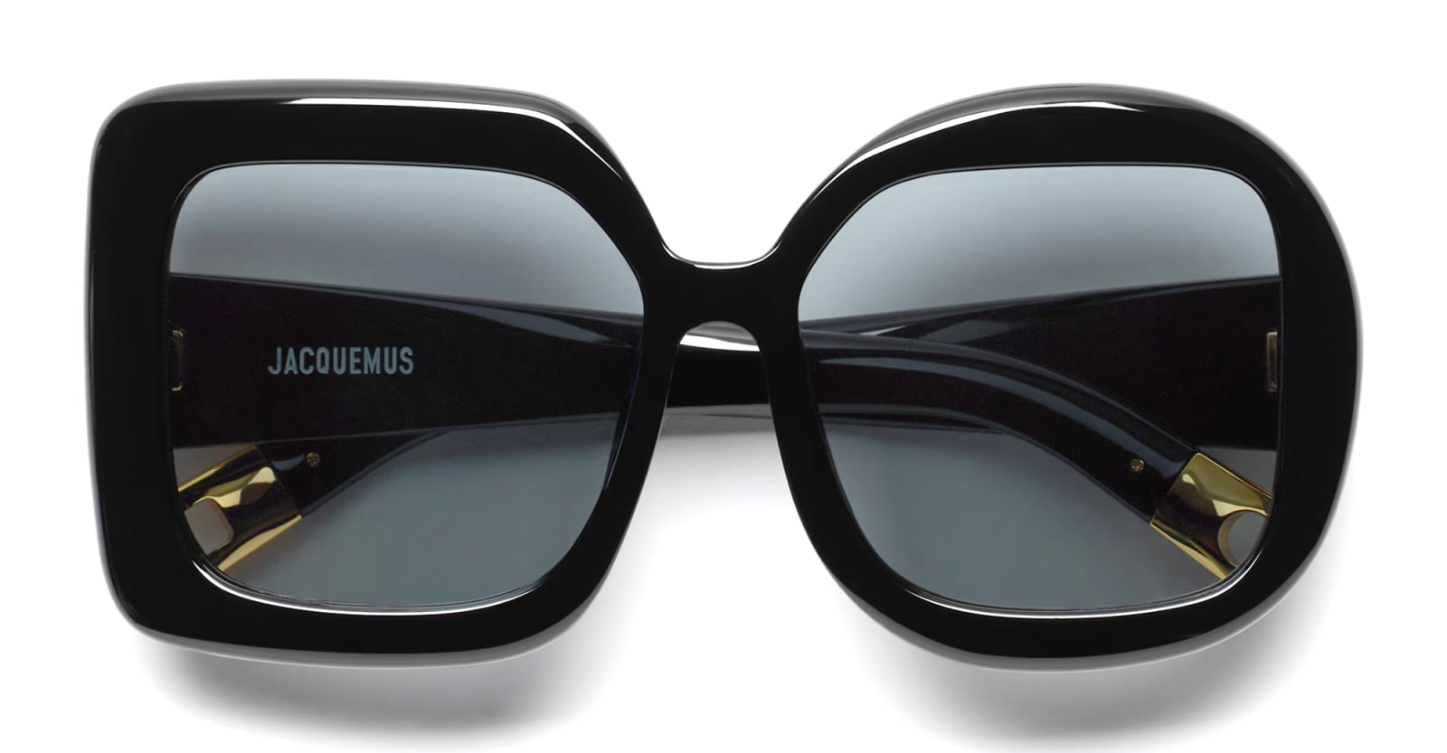 Shop Jacquemus Carre Rond - Black Sunglasses In C1