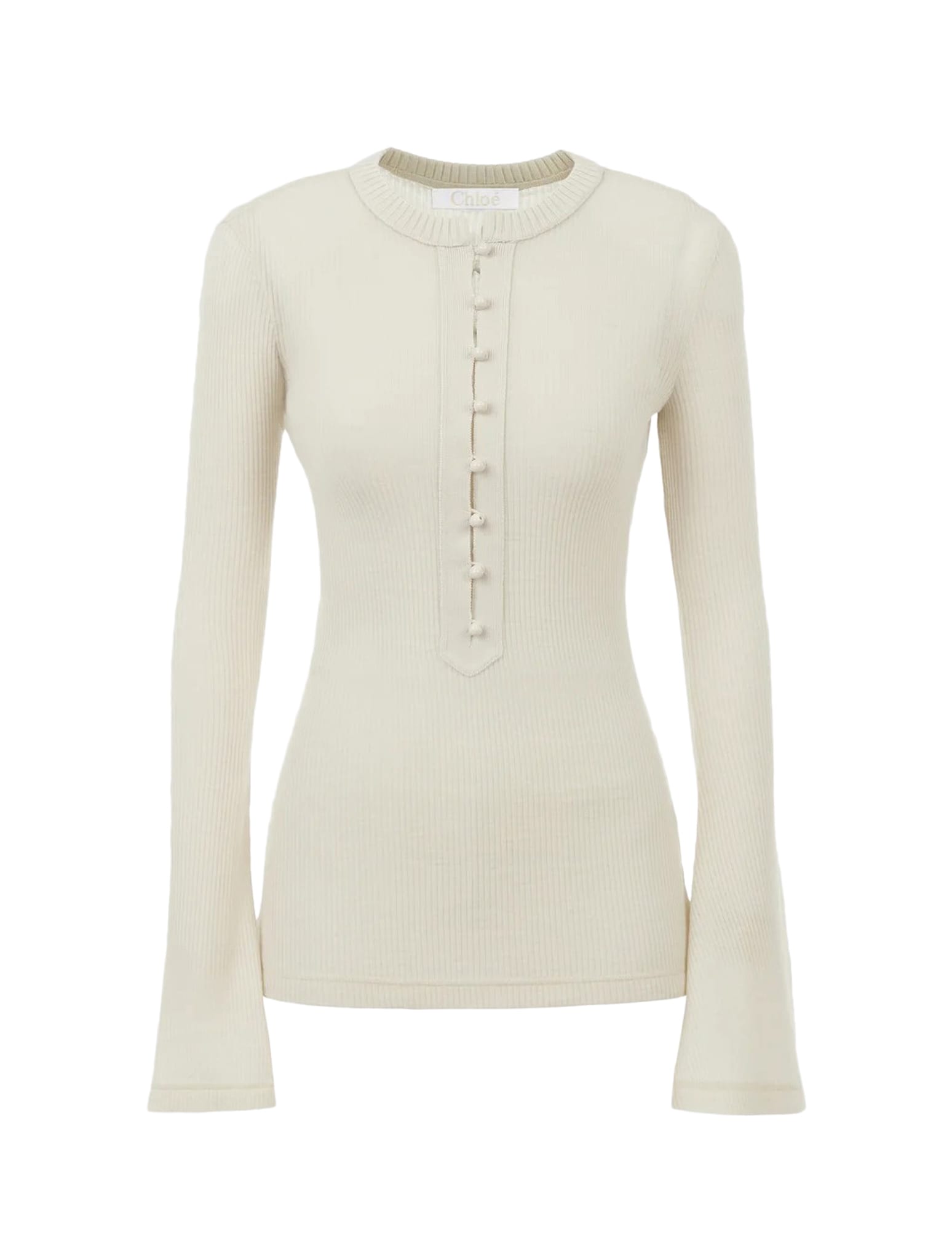 CHLOÉ LIGHT WOOL RIB JERSEY SWEATER