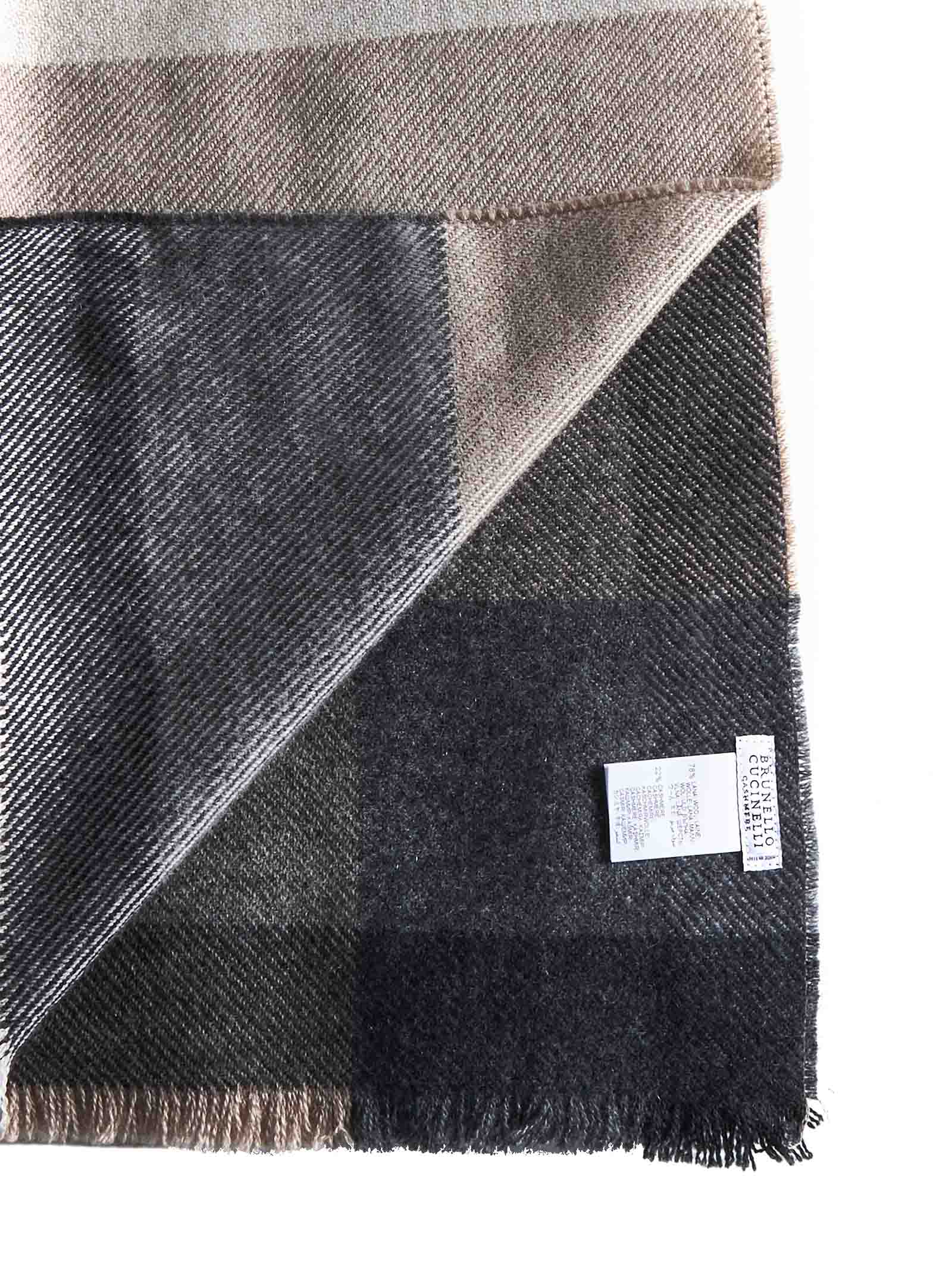 Brunello Cucinelli Scarf In Grey Brown Anthracite Grey