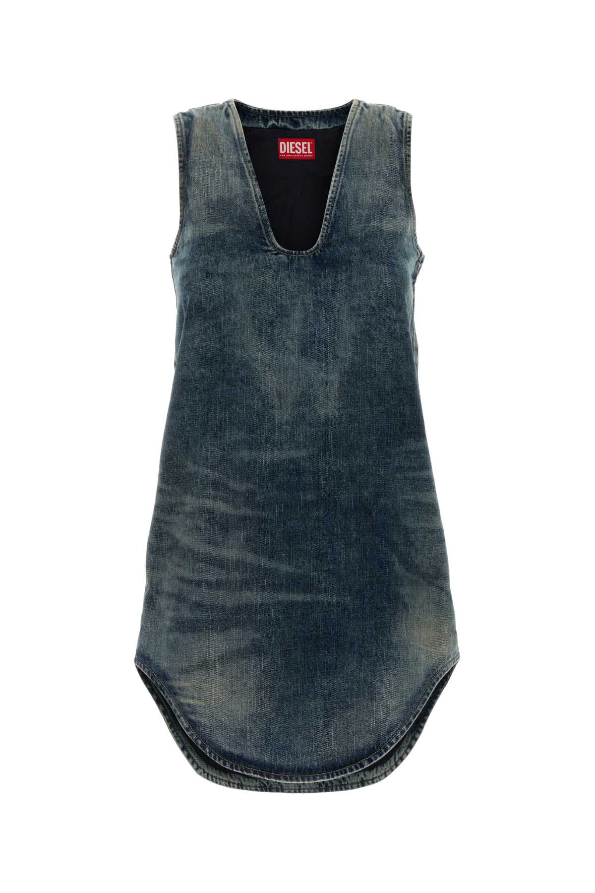 Diesel Light Blue De-laris Mini Dress In Blue