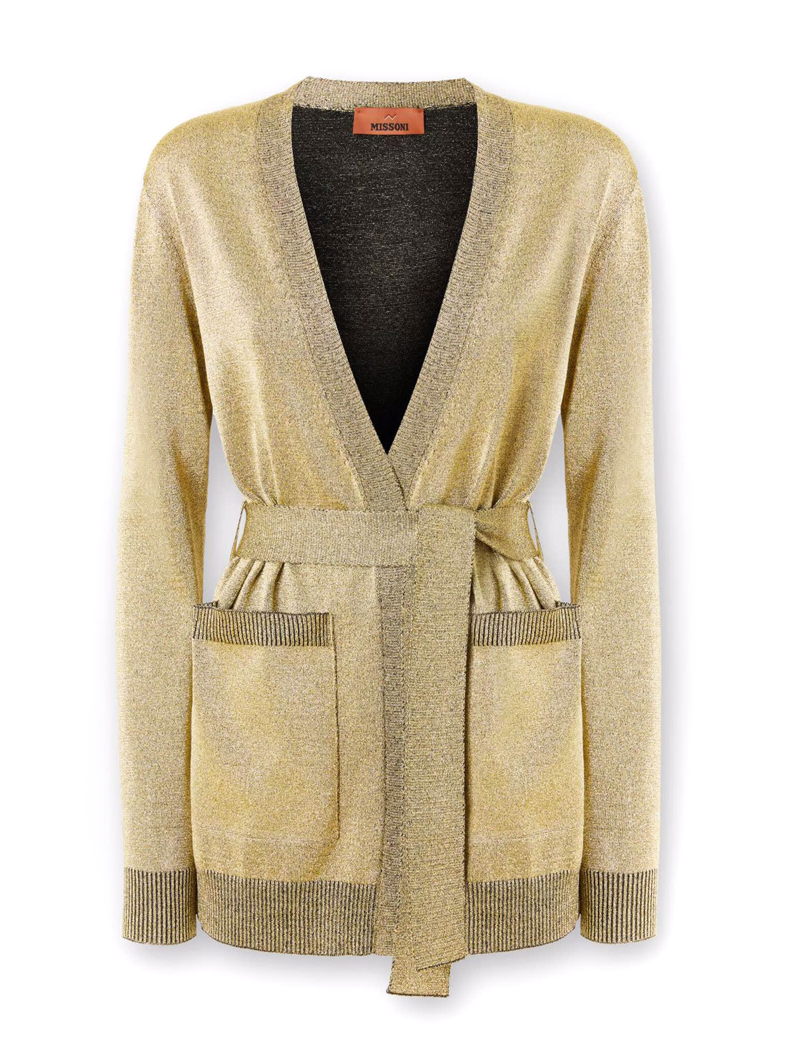 MISSONI GLITTER-EFFECT VISCOSE CARDIGAN WITH BELT 