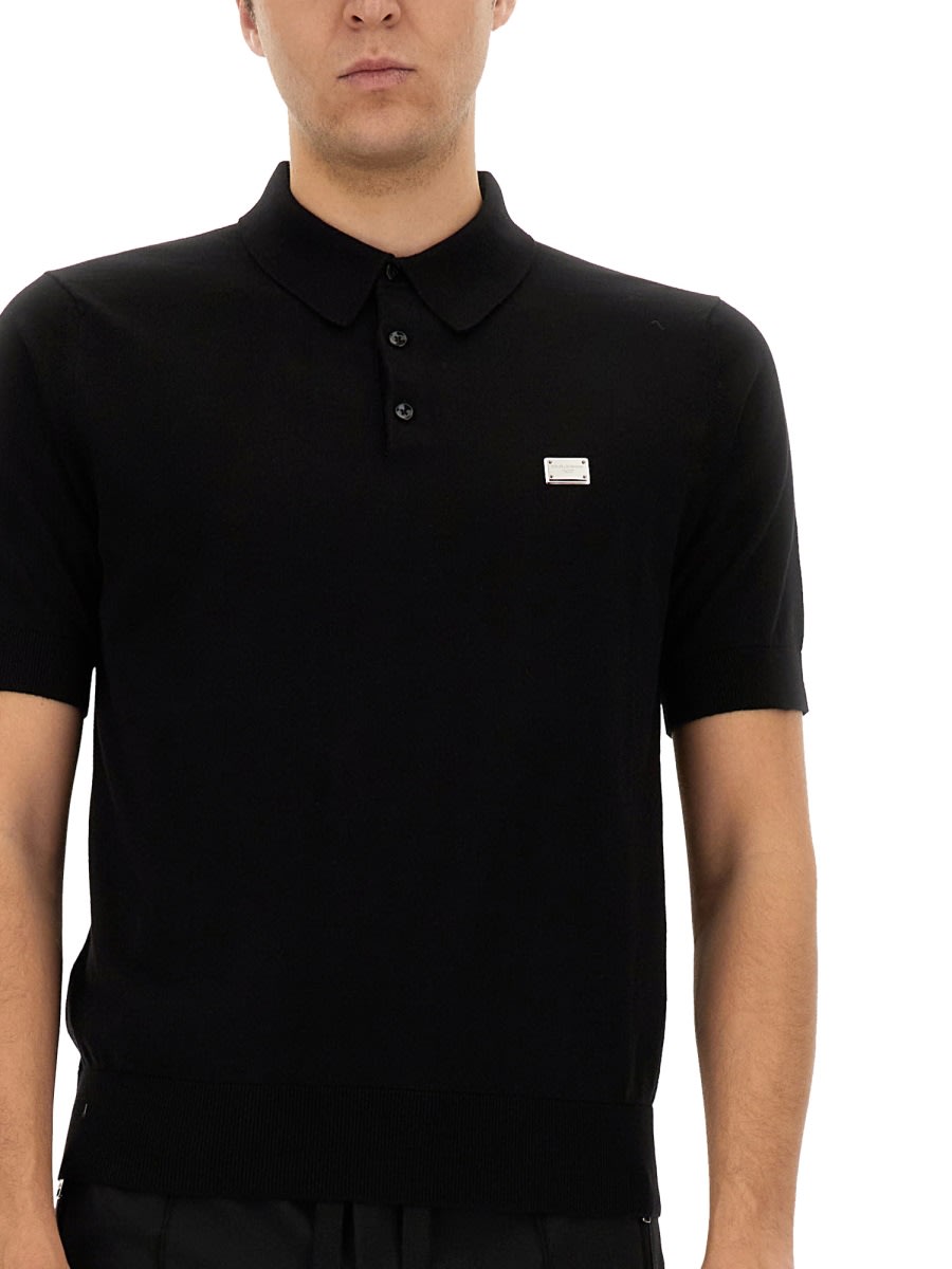 Dolce & Gabbana Polo With Logo In Brown