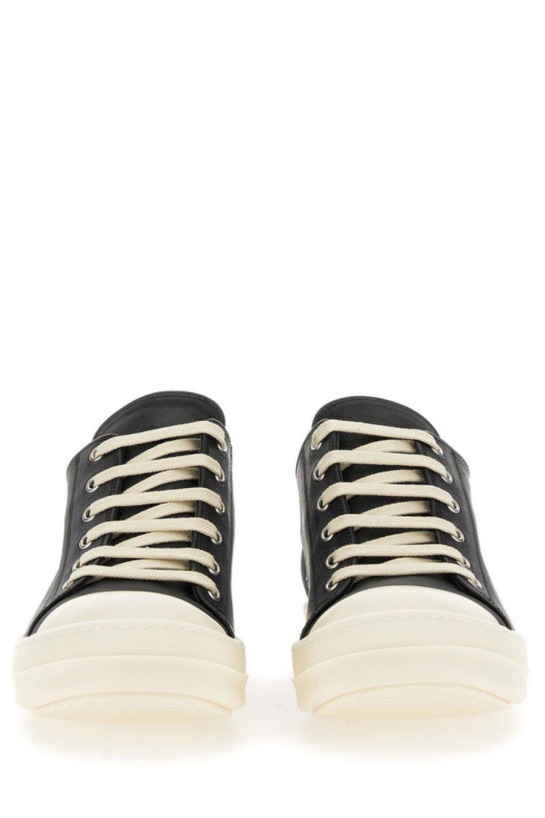 Shop Rick Owens Round-toe Lace-up Sneakers In Nero