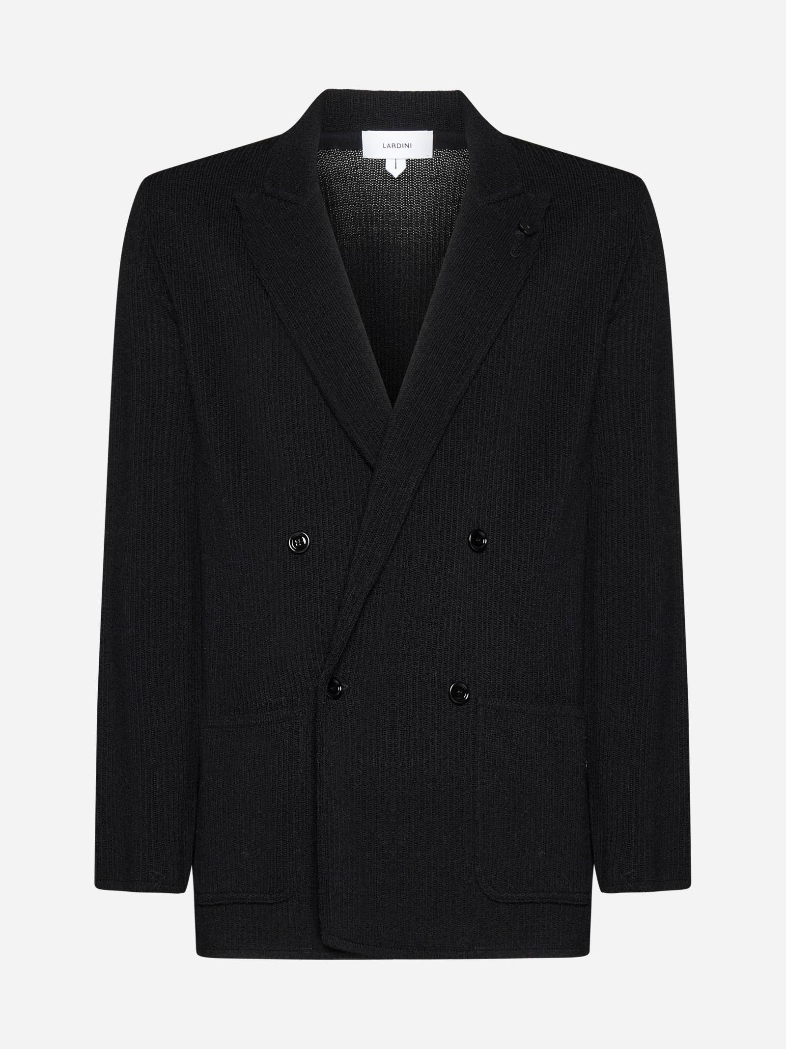 Wool-blend Knit Double-breasted Blazer