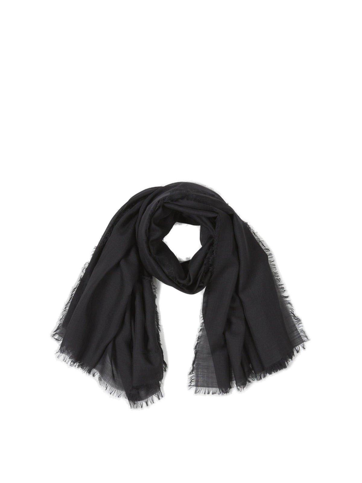 Logo Embroidered Fringed Edge Scarf