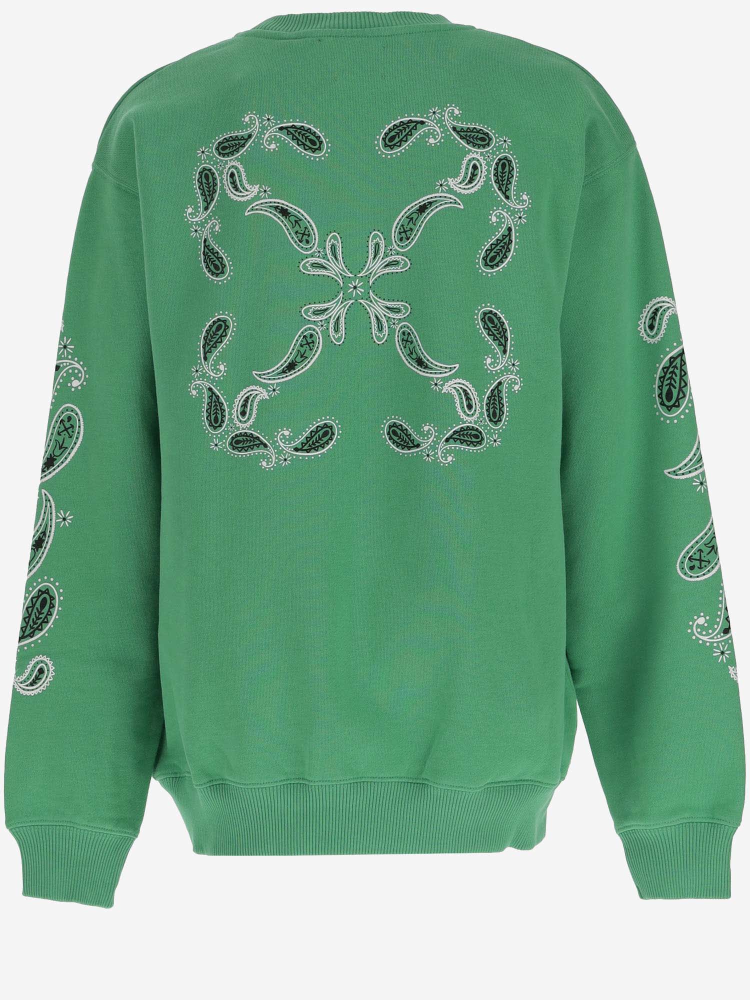 Shop Off-white Cotton Sweatshirt With Logo In Verde